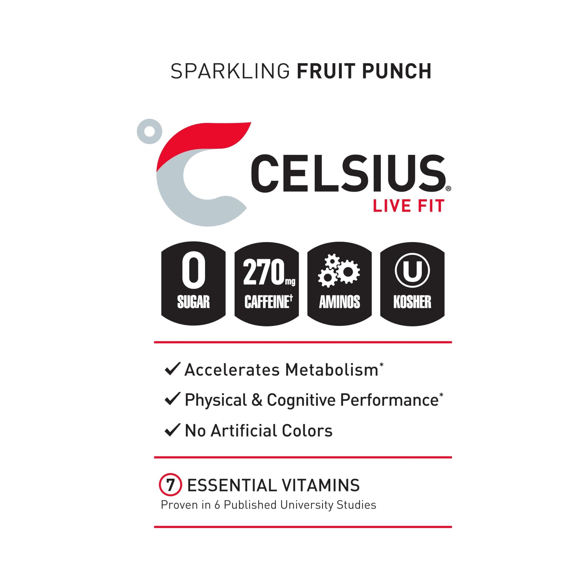 CELSIUS ESSENTIALS, Sparkling Fruit Burst, Performance Energy Drink 16 Fl Oz (Pack of 12) CELSIUS Au supplements
