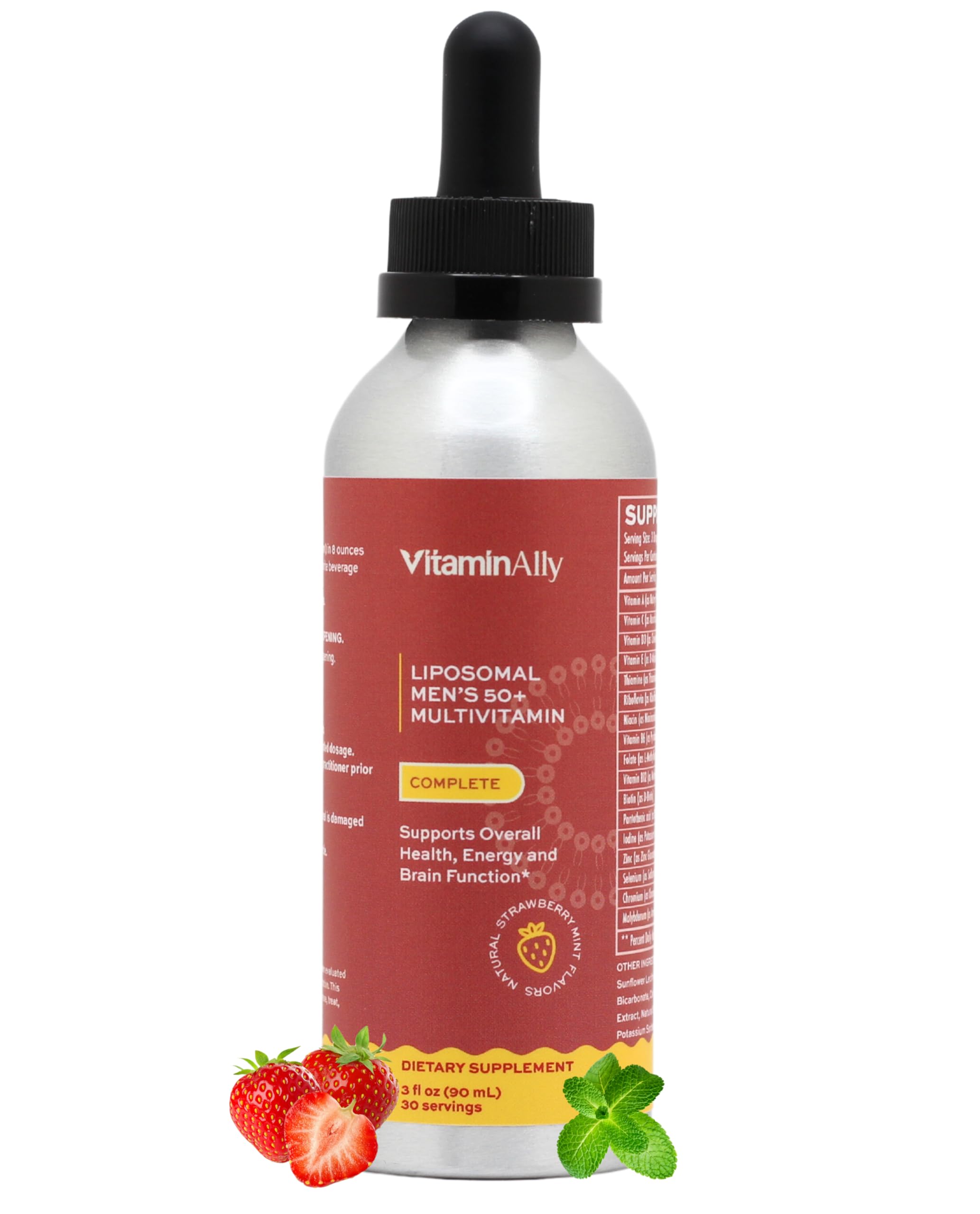 Vitaminally Liposomal Men's 50+ Liquid Multivitamin Drops | Non-GMO | Sugar Free | Gluten Free | 30 Day Supply | 3 FL Oz |
