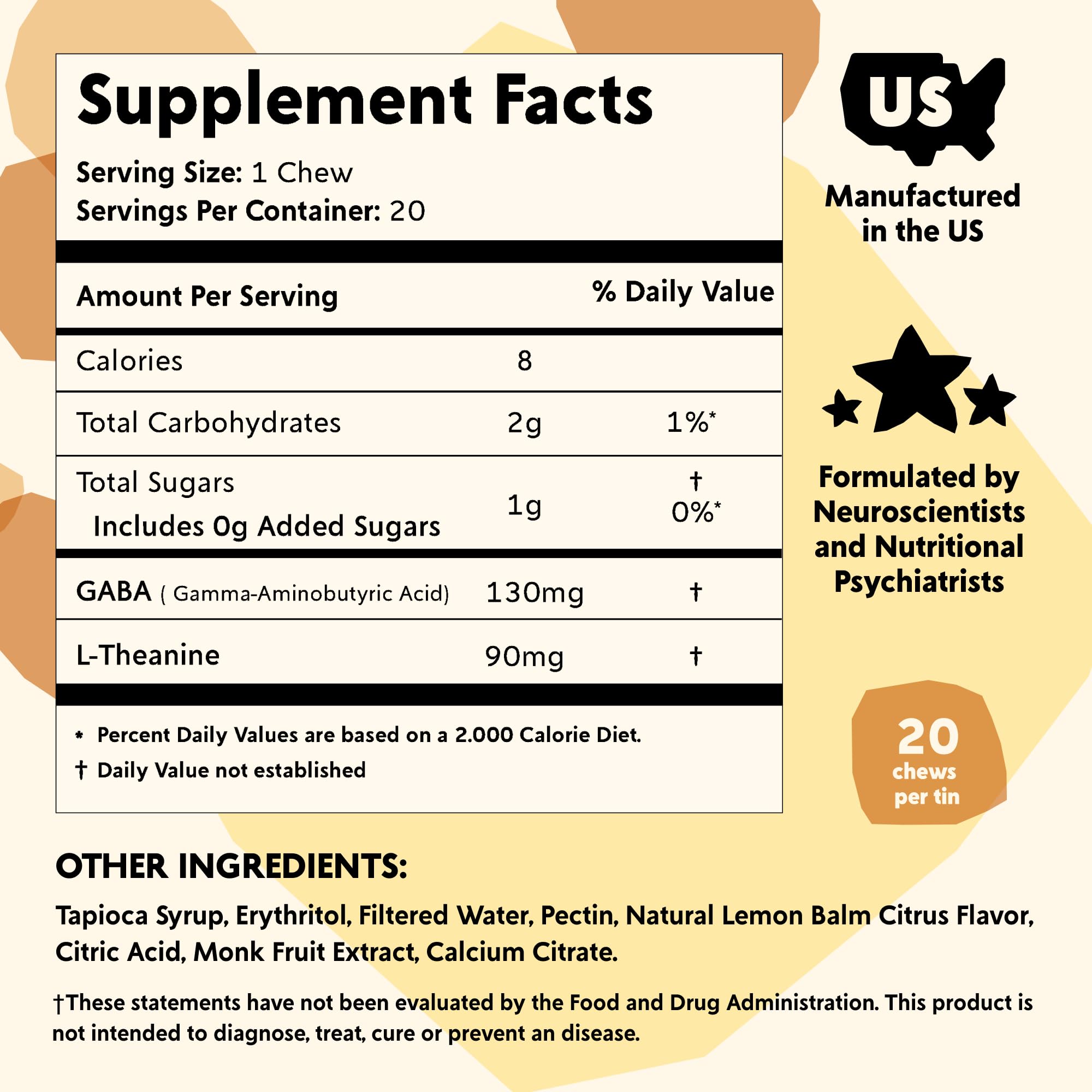 PYM Citrus Mood Chews Support for Stress, Worry & Overwhelm, 120 Count | 130mg GABA, 90mg L-Theanine | Vegan, Non-GMO, Gluten-Free, No Added Sugar | All-Natural Mood Balance Supplement Made in USA PYM Health Au supplements