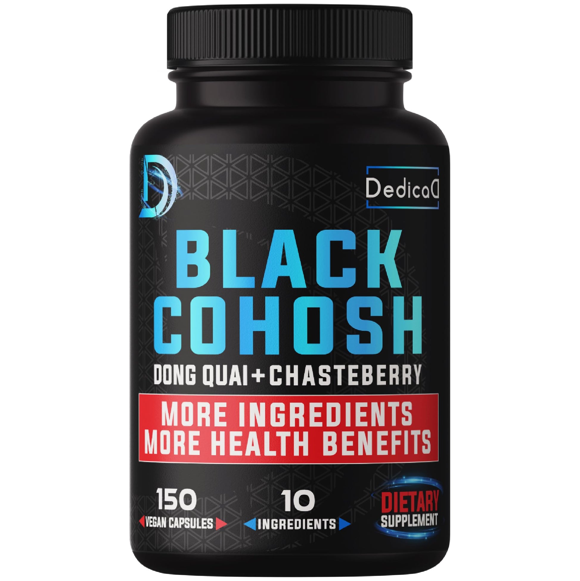 DEDICAD 12in1 Black Cohosh 5-Month Supply for Menopause Support Supplement with Dong Quai, Chasteberry, Red Raspberry, Licorice, Wild Yam & More - 150 Capsules DEDICAD Au supplements