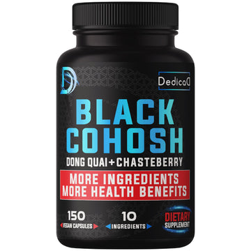 DEDICAD 12in1 Black Cohosh 5-Month Supply for Menopause Support Supplement with Dong Quai, Chasteberry, Red Raspberry, Licorice, Wild Yam & More - 150 Capsules DEDICAD Au supplements