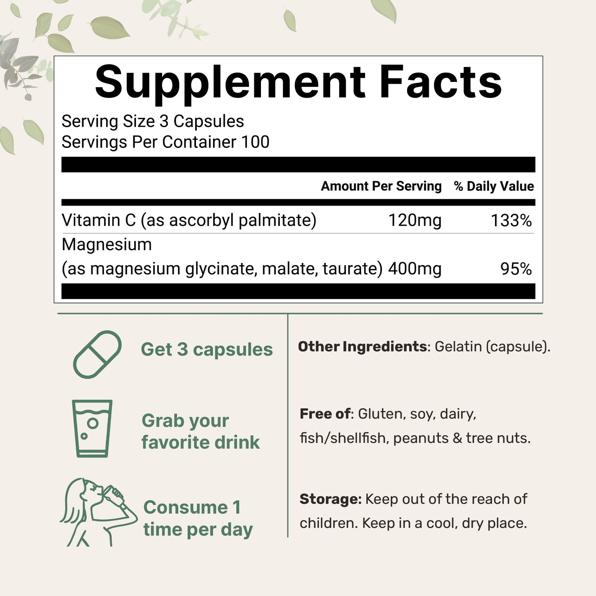 Micro Ingredients Pure Magnesium Complex, 300 Capsules | Triple Magnesium Glycinate, Malate, Taurate with Vitamin C | 100% Chelated | Supports Muscles, Nerves, & Energy | Only Active Ingredients Micro Ingredients Au supplements