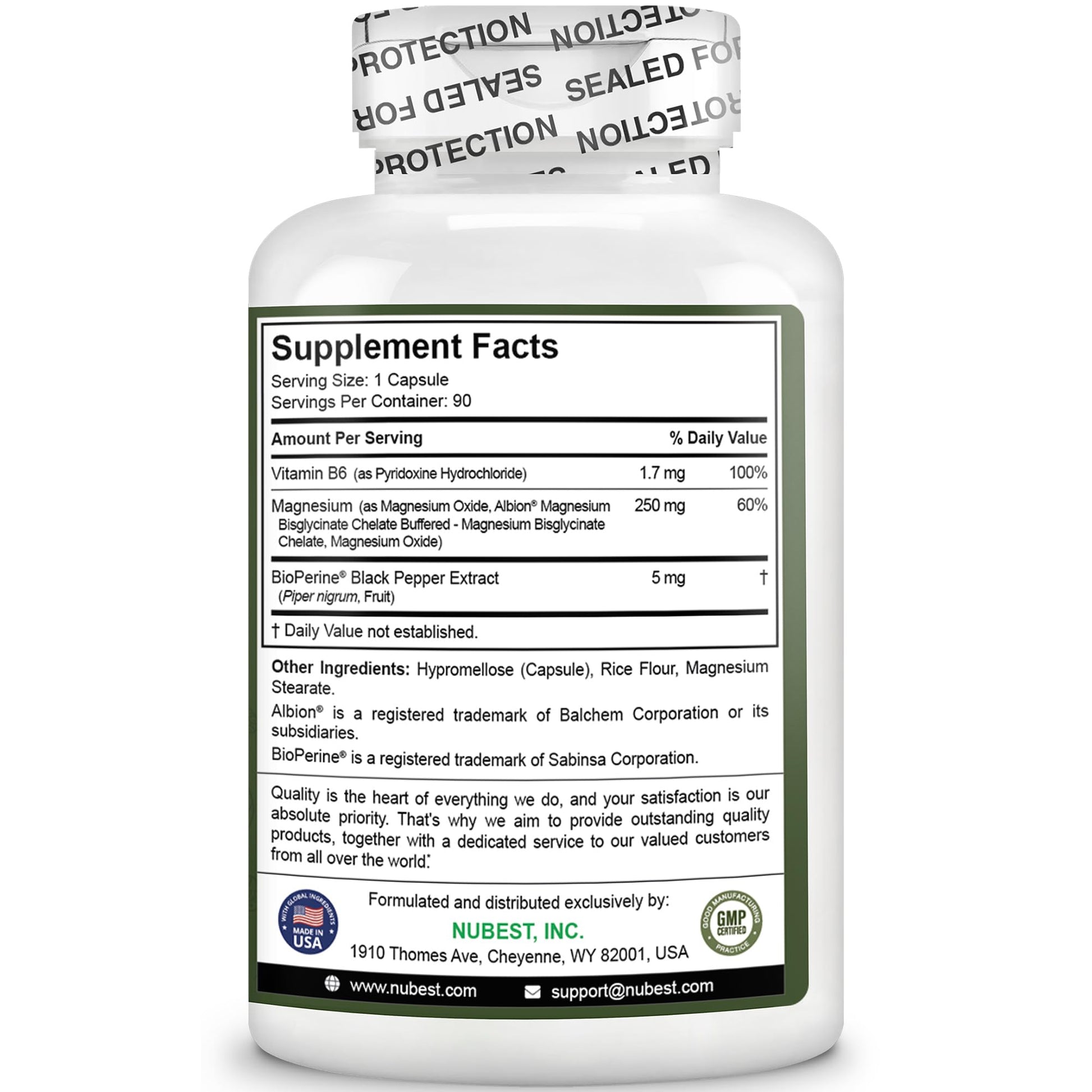 Magnesium Glycinate Chelate Complex with Albion Magnesium Bisglycinate Chelate, Vitamin B6 & BioPerine for Bone, Muscle, Natural Sleep, Nerve Function, Brain Booster | 3 Months Supply NuBest Au supplements
