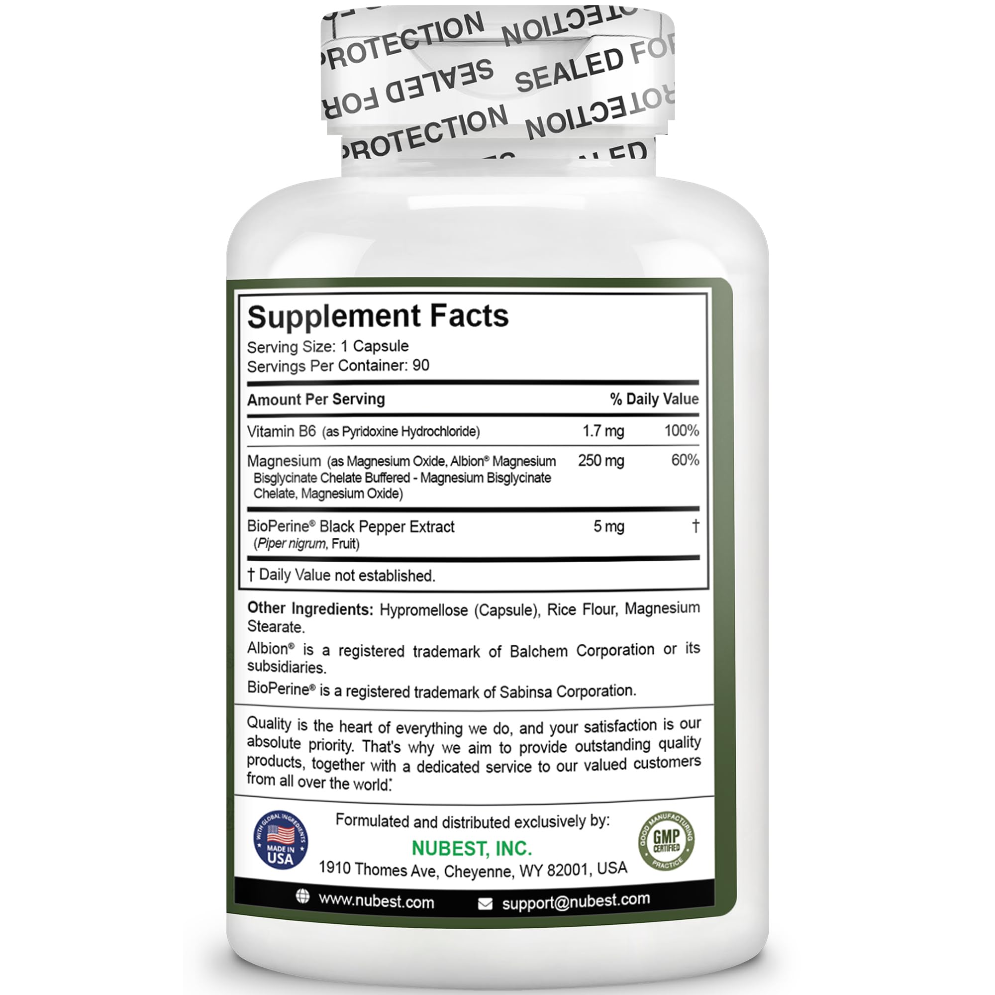 Magnesium Glycinate Chelate Complex with Albion Magnesium Bisglycinate Chelate, Vitamin B6 & BioPerine for Bone, Muscle, Natural Sleep, Nerve Function, Brain Booster | 3 Months Supply NuBest Au supplements