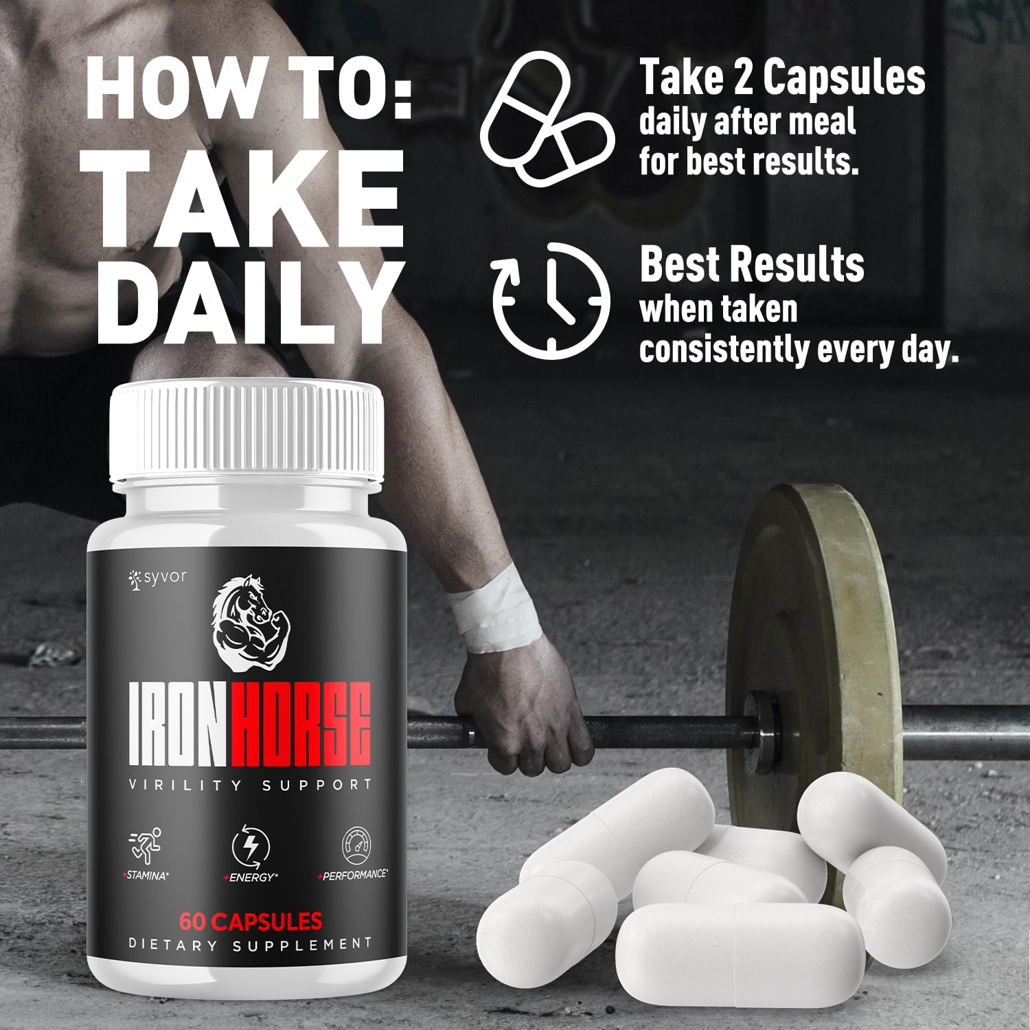 Iron Horse Supplement Pills, Official Iron Horse Pills for Men with All Natural Ingredients, Advanced IronHorse Capsules Designed to Support Health and Wellness with Premium Vitamins (60 Capsules) Syvor Au supplements