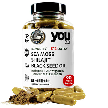 YOU 2.0 Powerhouse Superfood with Seamoss, Shilajit, Ashwagandha, Berberine, Maca, Black Seed Oil, Turmeric, Vitamin C, D, B12, K2 - Moringa, Apple Cider, Made in USA for Overall Health & Immunity YOU 2.0 Au supplements