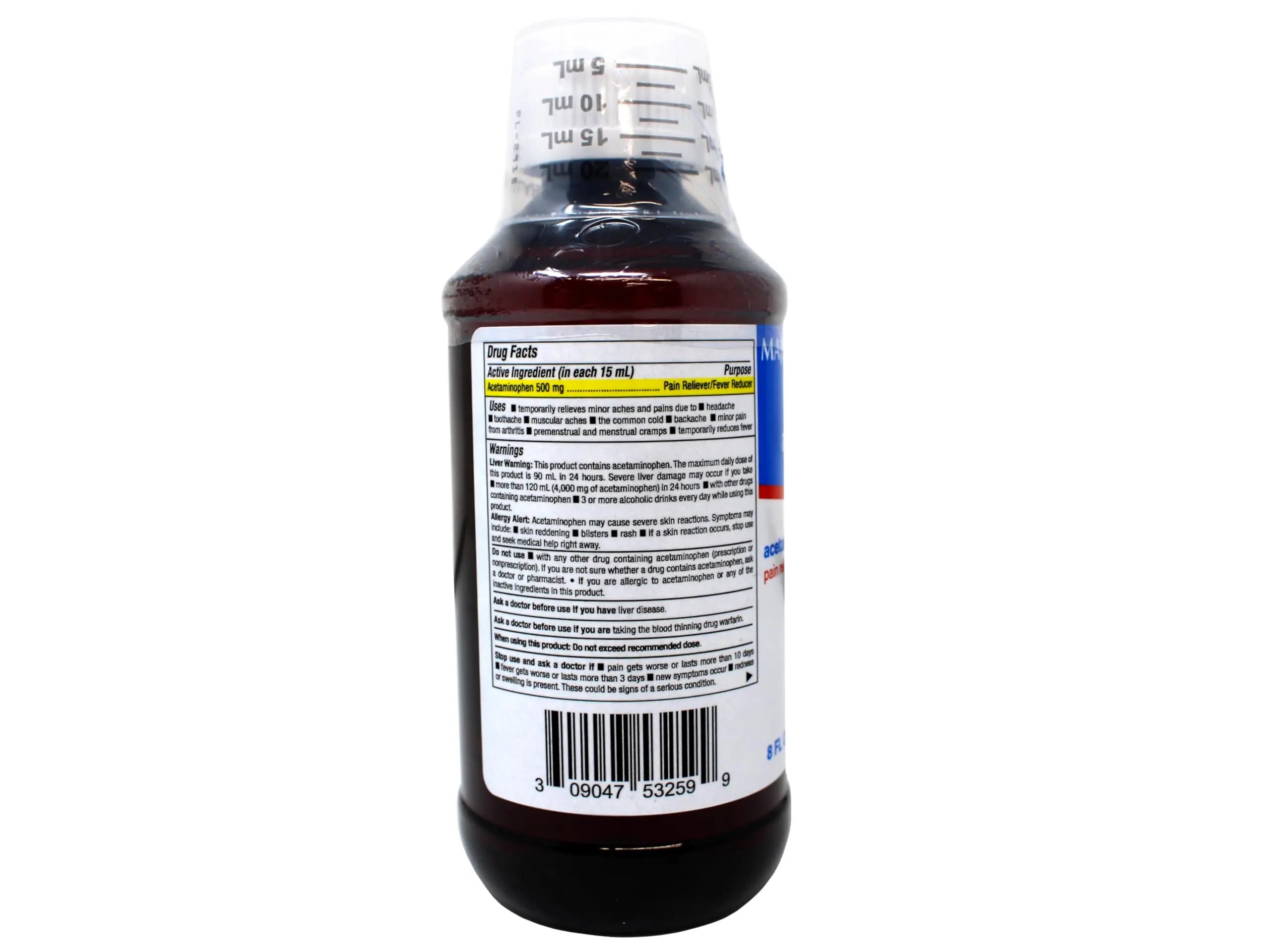 MAJOR Adult Extra Strength Liquid Acetaminophen - 500 mg Acetaminophen/15 mL Dose - Pain Reliever and Fever Reducer - Cherry Flavor - 8 Fl Oz MAJOR Au supplements