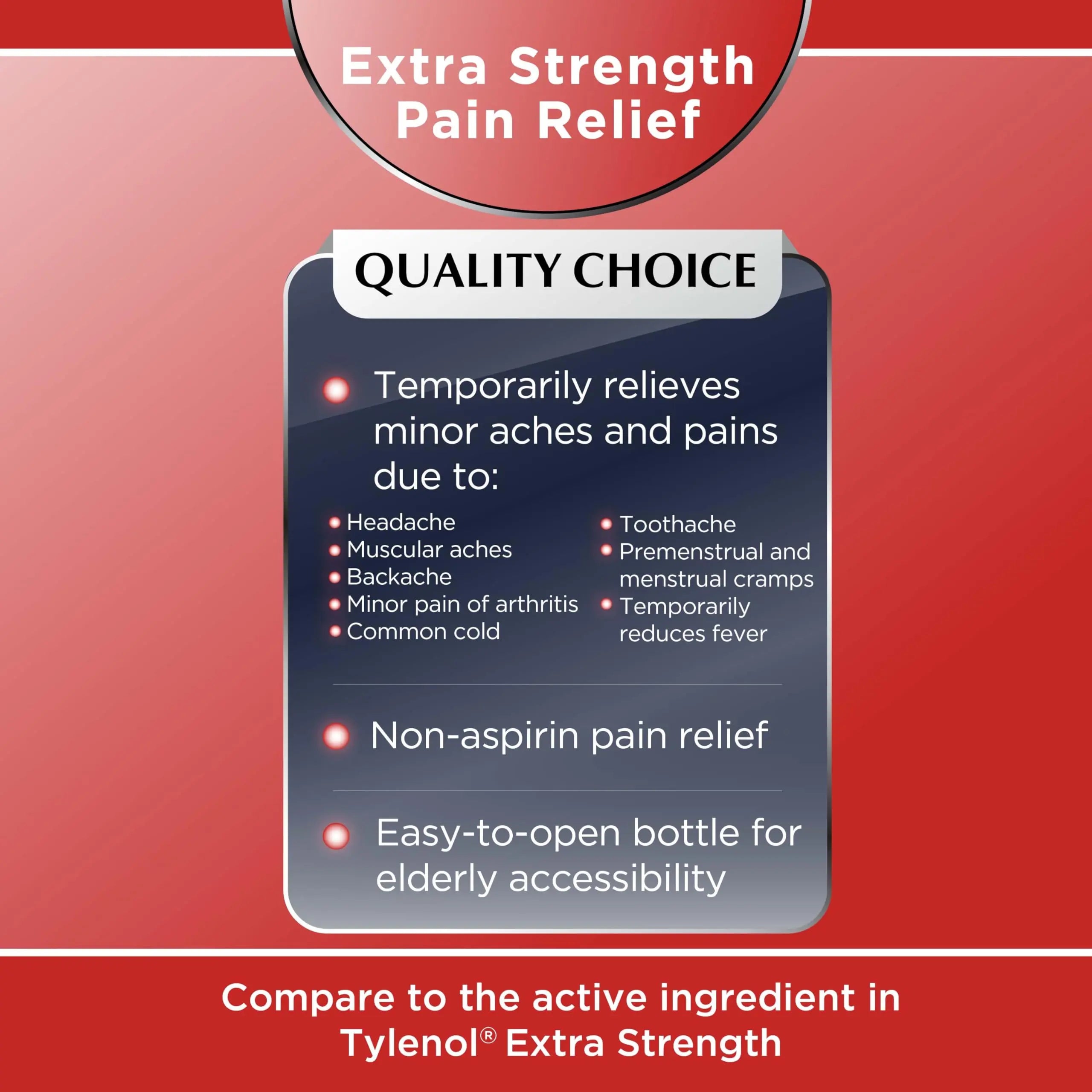 Quality Choice Easy Open Extra Strength Pain Relief, Acetaminophen 500mg Extra Strength, Pain Reliever and Fever Reducer for Headache, Backache, Toothache and Muscle Aches, 150 Count Bottle. Quality Choice Au supplements