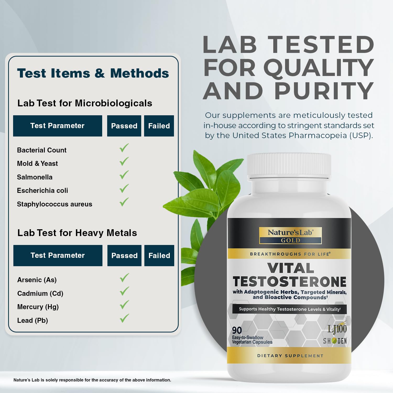 Nature's Lab Gold Vital Testosterone with Adaptogenic Herbs, Targeted Minerals and Bioactive Compounds* - Supports Healthy Testosterone Levels & Vitality* - 90 Capsules (30 Day Supply) Nature's Lab Au supplements