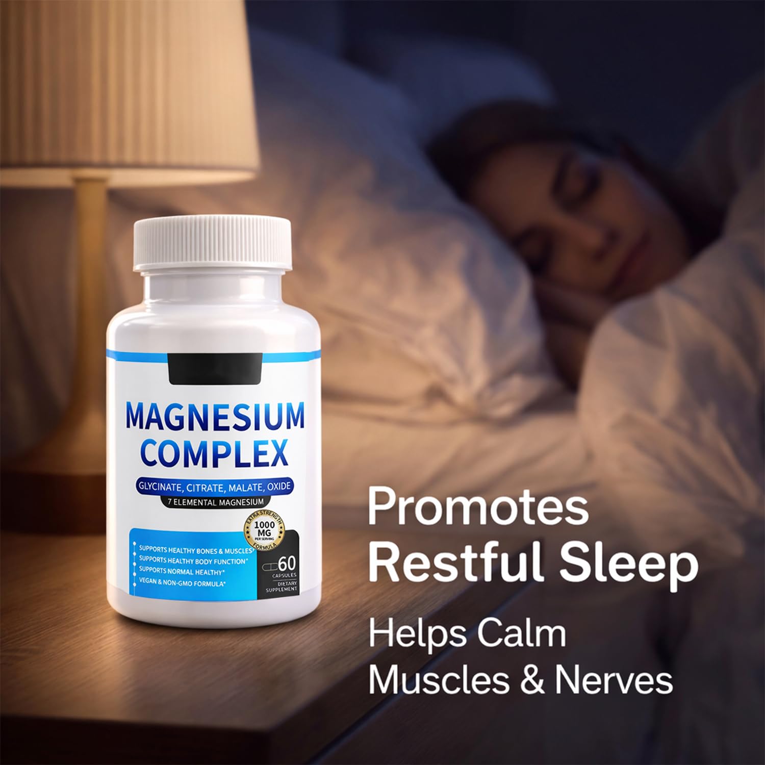 Magnesium Complex for Women & Men 1000mg — 7-in-1 Magnesium (Glycinate, Citrate & Malate) for Sleep Support, Stress Relief, Muscle Recovery — Vegan, 60 Capsules ElixAid Au supplements