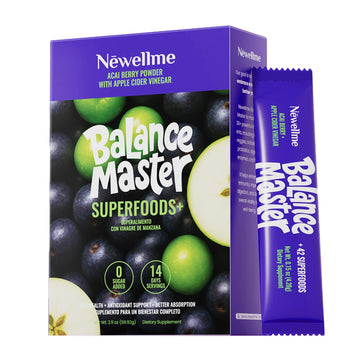 NEWELLME Balance Master Acai Apple Cider Vinegar Powder, Healthy Blood Sugar Support, Probiotics & Digestive Enzymes for Metabolic Support, Vegan Non-GMO, 14 Servings NEWELLME Au supplements