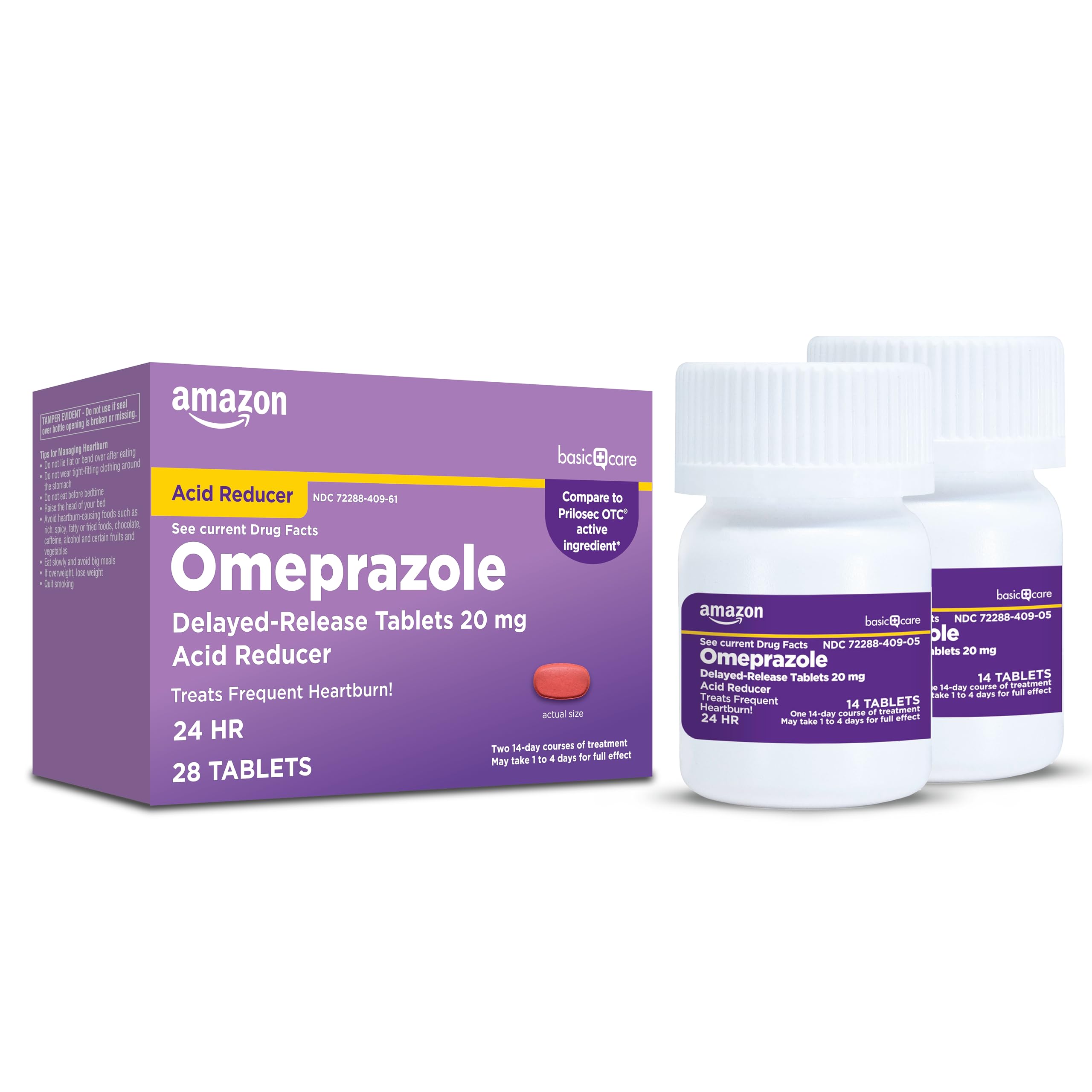 Amazon Basic Care Omeprazole Delayed Release Tablets 20 mg, Acid Reducer, Heartburn Medicine, 14-Day Course of Treatment, 28 Count Amazon Basic Care Au supplements