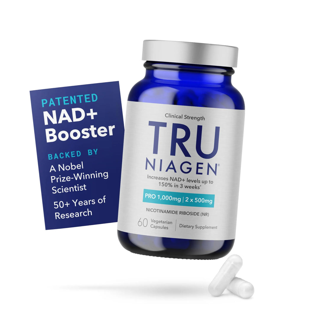 TRU NIAGEN PRO NAD Supplement for Brain Function, Anti Aging, Cell Regeneration | Patented Niagen | Supports Cellular Energy | Nicotinamide Riboside (NR) | 30-1000mg Servings (2x500mg, Take 2 Daily) TRU NIAGEN Au supplements
