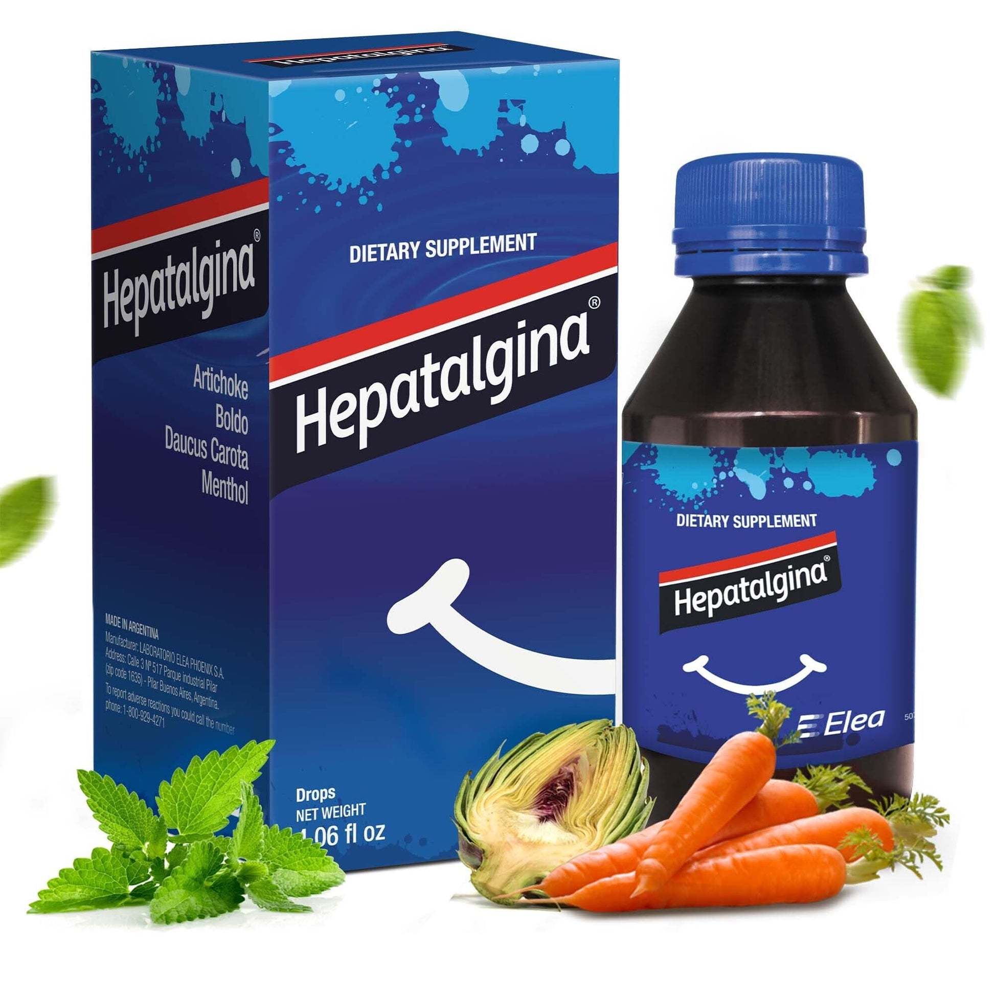 Hepatalgina Liver Support Digestive Protector - Liquid Herbal Supplement with Artichoke Extract for Liver Cleanse Detox & Repair - Liver Detox Cleanse Drops with Mint, Boldo & Carrot - 120 ml Hepatalgina Au supplements