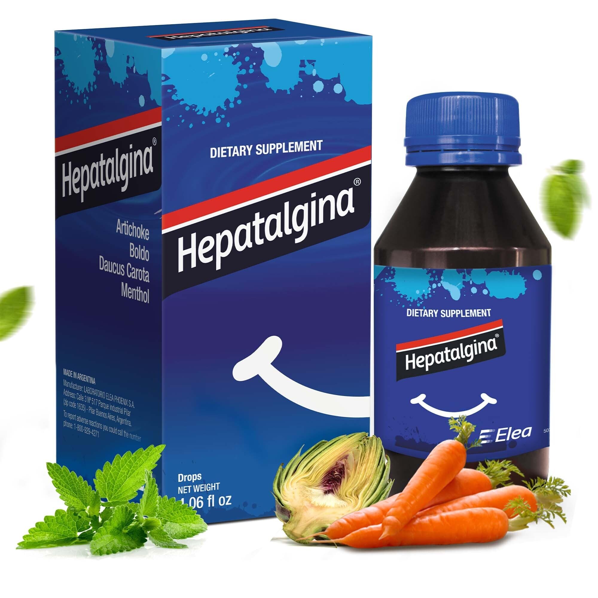 Hepatalgina Liver Support Digestive Protector - Liquid Herbal Supplement with Artichoke Extract for Liver Cleanse Detox & Repair - Liver Detox Cleanse Drops with Mint, Boldo & Carrot - 120 ml Hepatalgina Au supplements