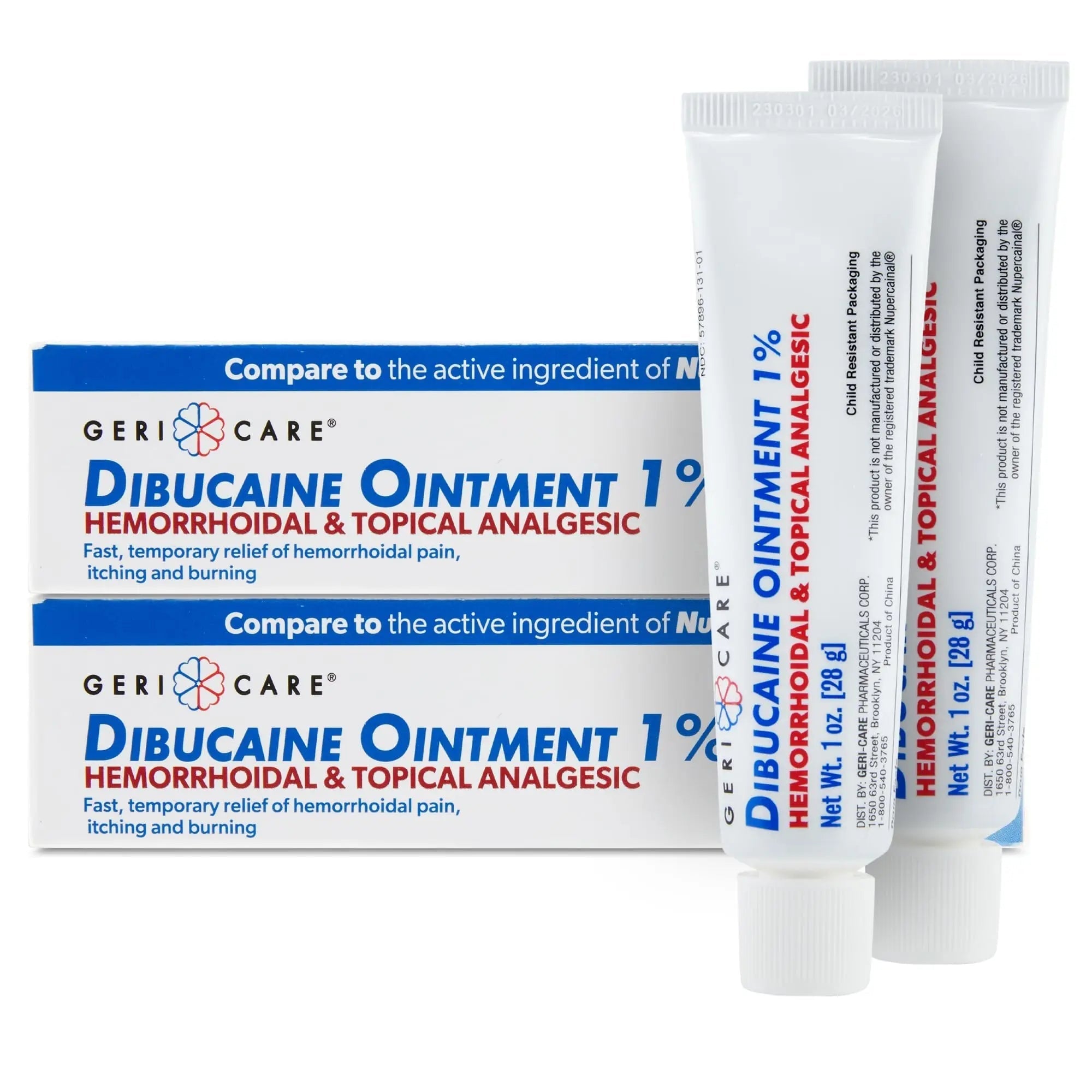 GeriCare Dibucaine Hemorroid Ointment 1% Pain-Relief Hemorrhoid Cream |Hemorroidal & Topical Analgesic| Quick Relief from Burning & Itching | Fast-Acting External Hemorrhoid Treatment 1oz (2 Pack) GeriCare Au supplements