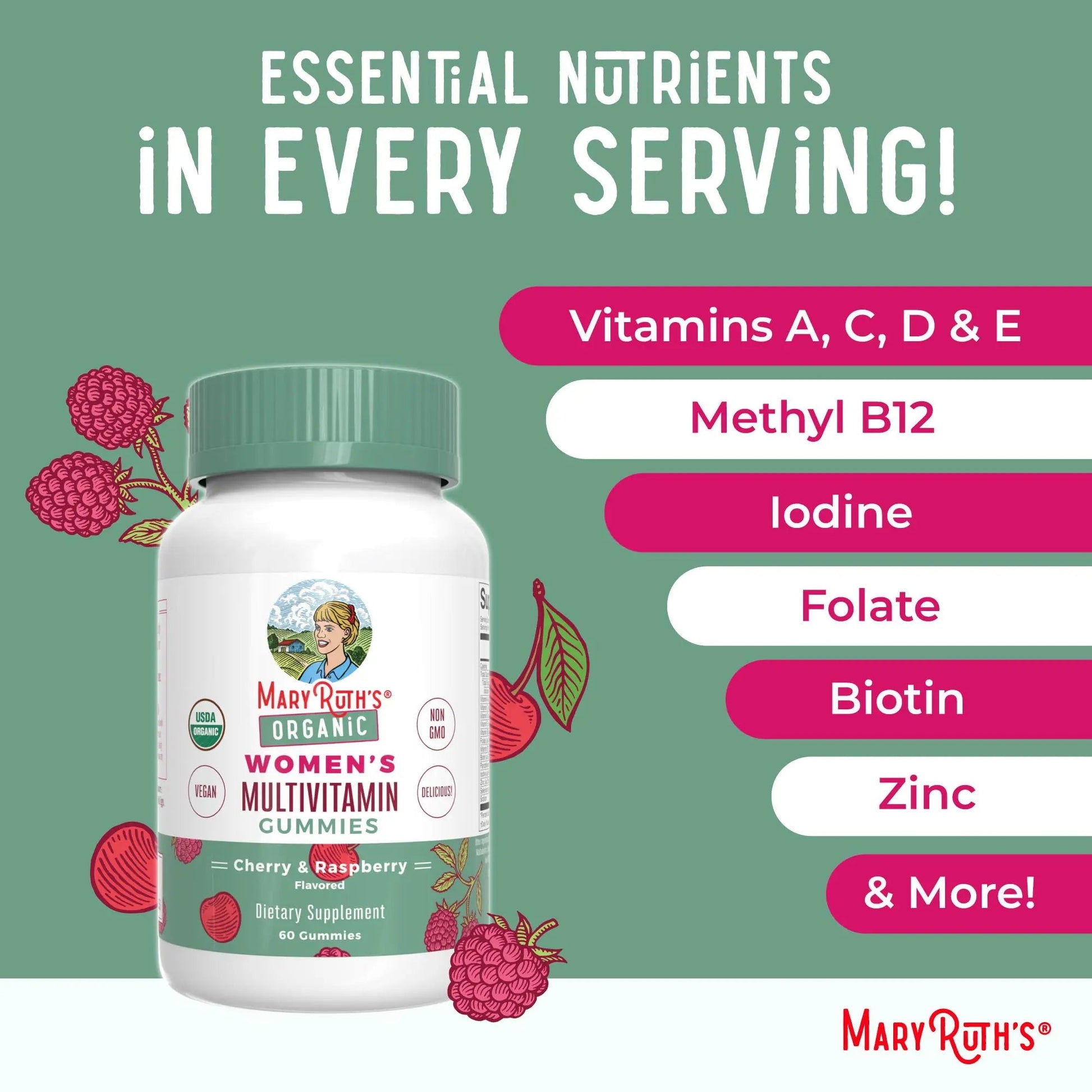 MaryRuth's Multivitamin Gummies for Women (Cherry & Raspberry) & Liquid Nighttime Multimineral (Pineapple) | Clean Label Project Verified MARYRUTH'S Au supplements