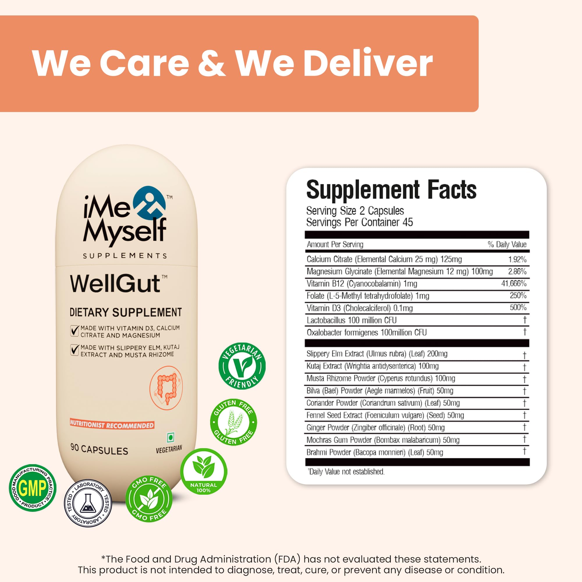 iMeMyself WellGut Daily Herbal Supplement | Traditional Herbs with Minerals & Probiotics 90 Vegan Capsules iMeMyself Au supplements