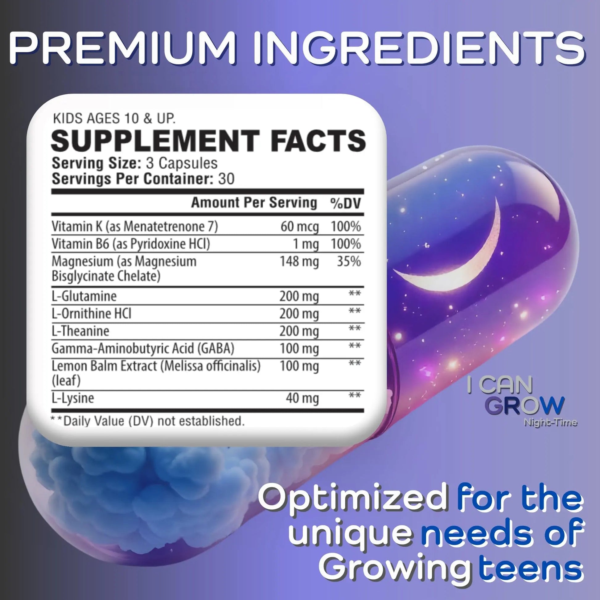 I Can Grow NightTime Kids Vitamins Multivitamin Sleep Aid | Magnesium for Kids with Magnesium Bisglycinate | Natural Calm & Recovery | Fawelo Au supplements