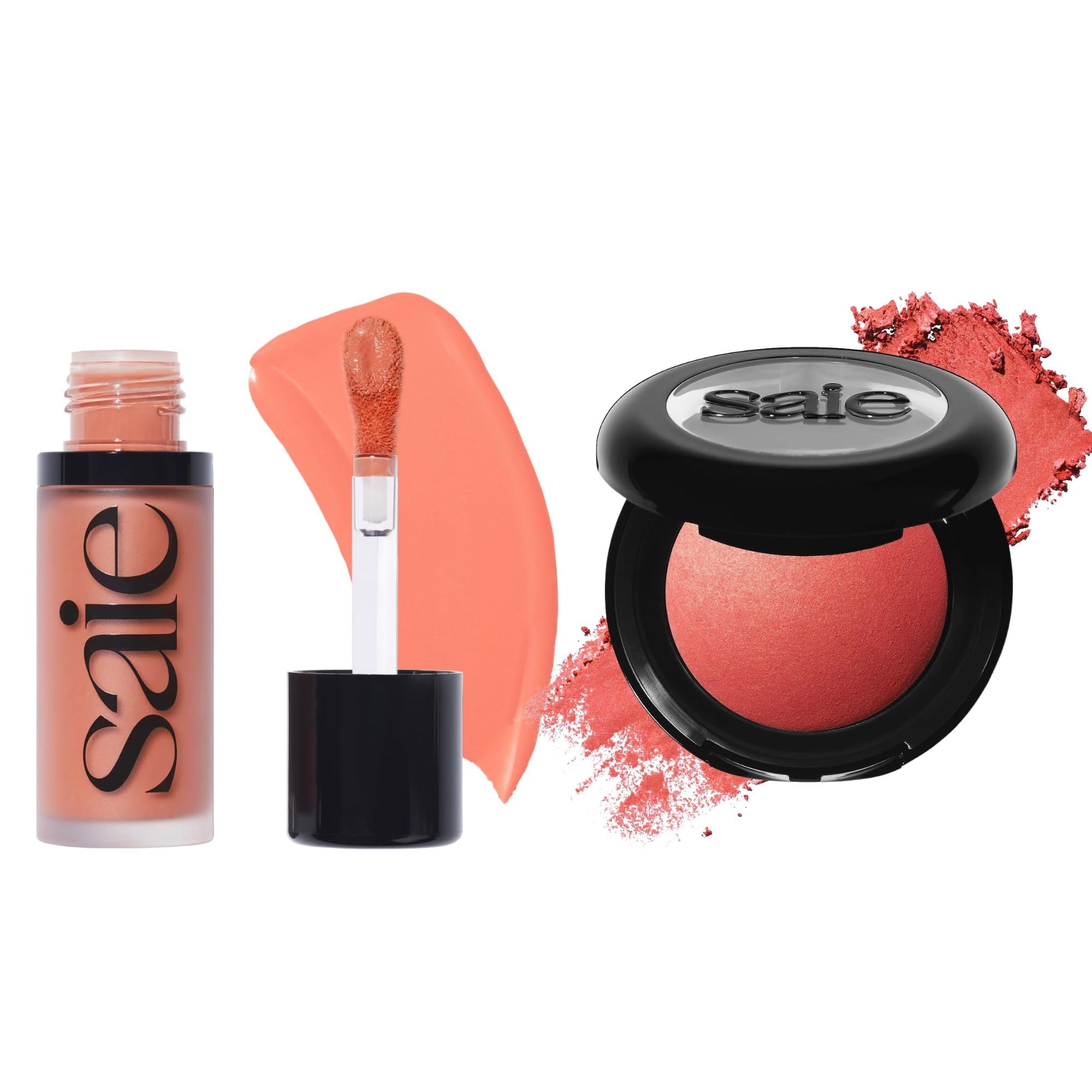 Saie Cheek Flush Duo - Dew Liquid Blush (.40 oz, Hottie), SuperSuede Baked Powder Blush (.01 oz, Stella) - Layerable, Skin-Nourishing Blushes for a Seamless Radiant Finish Saie Au supplements