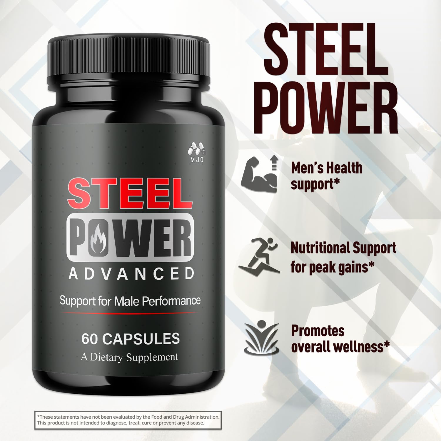 Steel Power Capsules, Official Steel Power for Men with All Natural Ingredients, Advanced SteelPower Men's Health and Wellness Vitamin Formula Pills with Maximum Strength Multivitamins (60 Capsules) MJO Au supplements