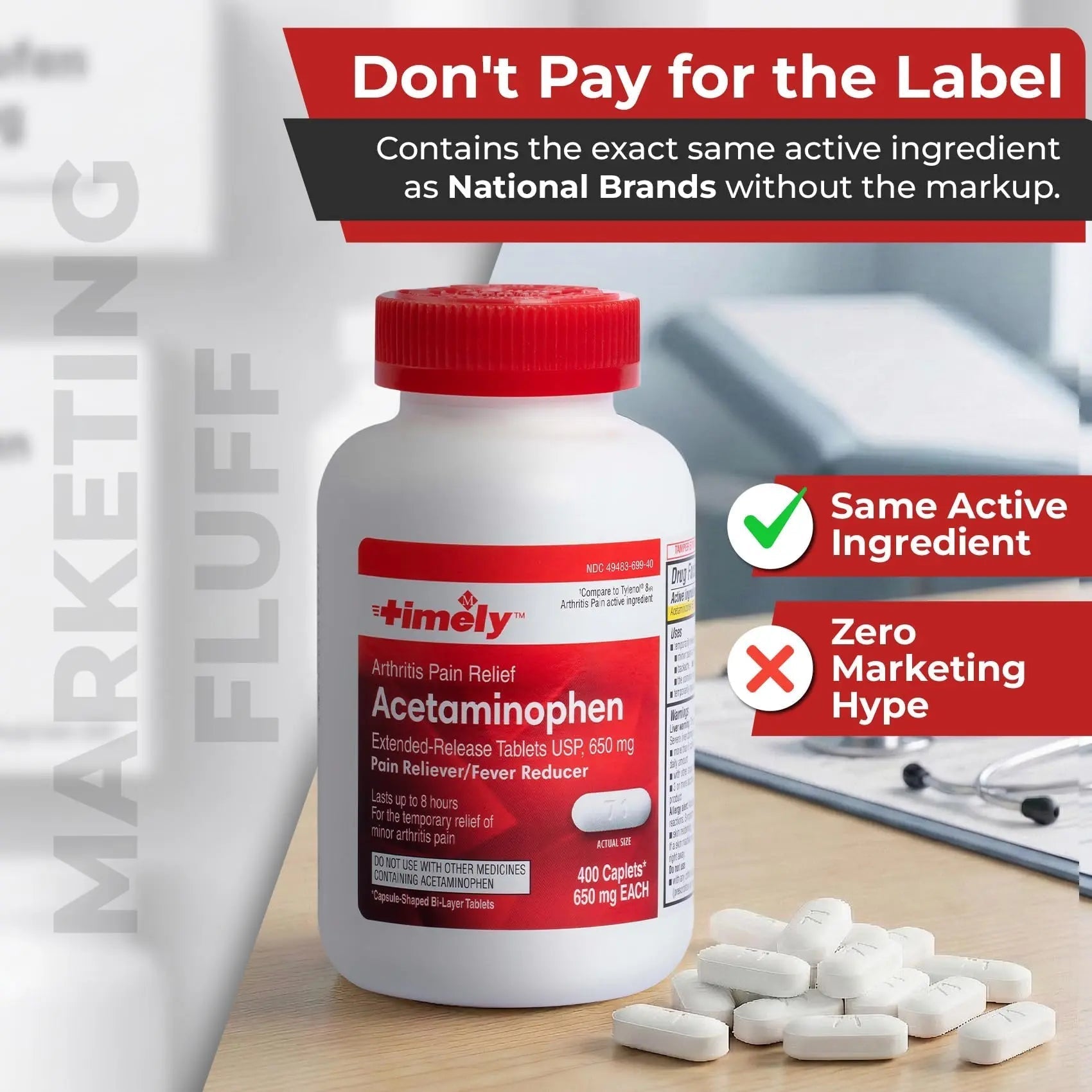 TIME-Cap Labs 400 Caplets Extended Release Acetaminophen 650mg - Pain Reliever & Fever Reducer for Adults, Helps with Headaches, Backaches, Muscle Pain, Toothaches, Arthritis & Menstrual Cramps TIME-CAP LABS, INC. Au supplements