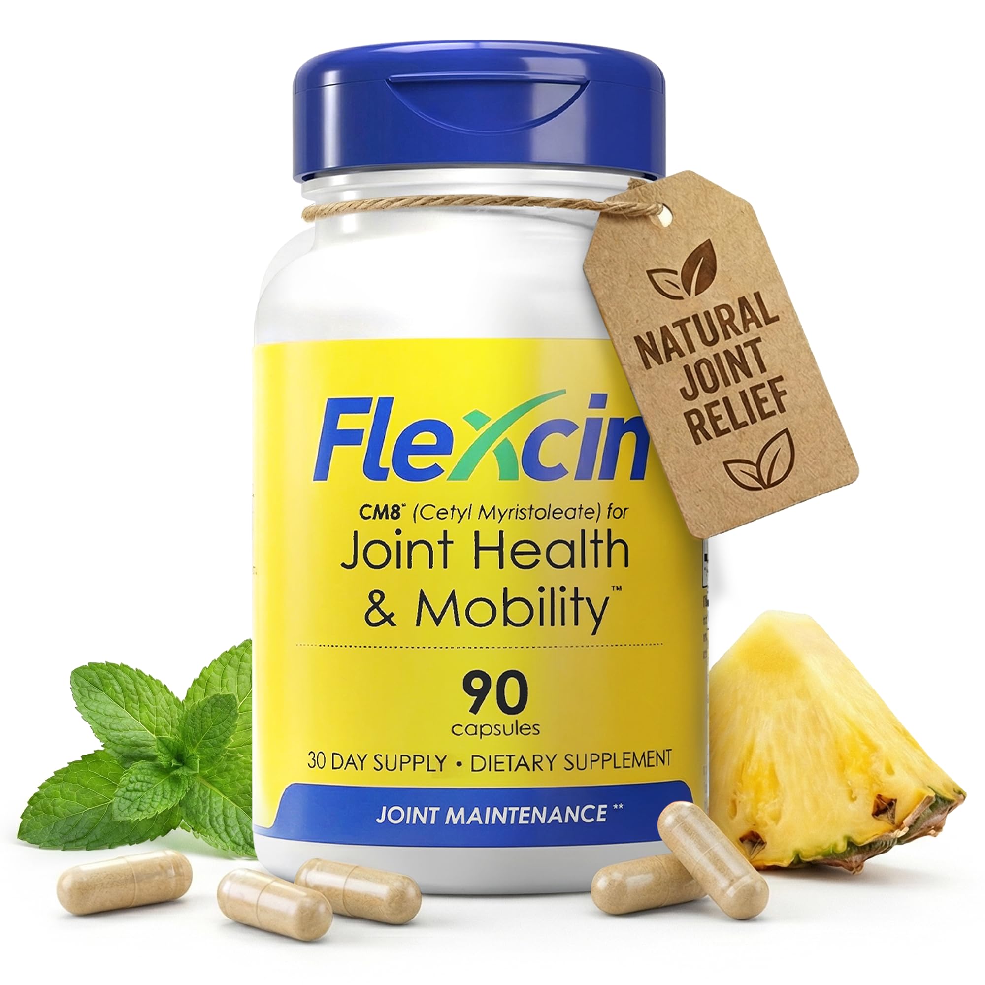 Flexcin Joint Health & Mobility Formula with CM8 (Cetyl Myristoleate) - Joint Supplements for Men and Women with Glucosamine, MSM, Collagen Type II - 90 Capsules Flexcin Au supplements
