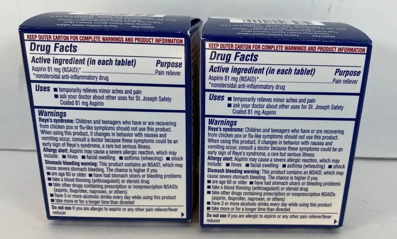 St. Joseph Pain Reliever, 81 mg, Enteric Coated Tablets, 36 ct. St. Joseph Au supplements