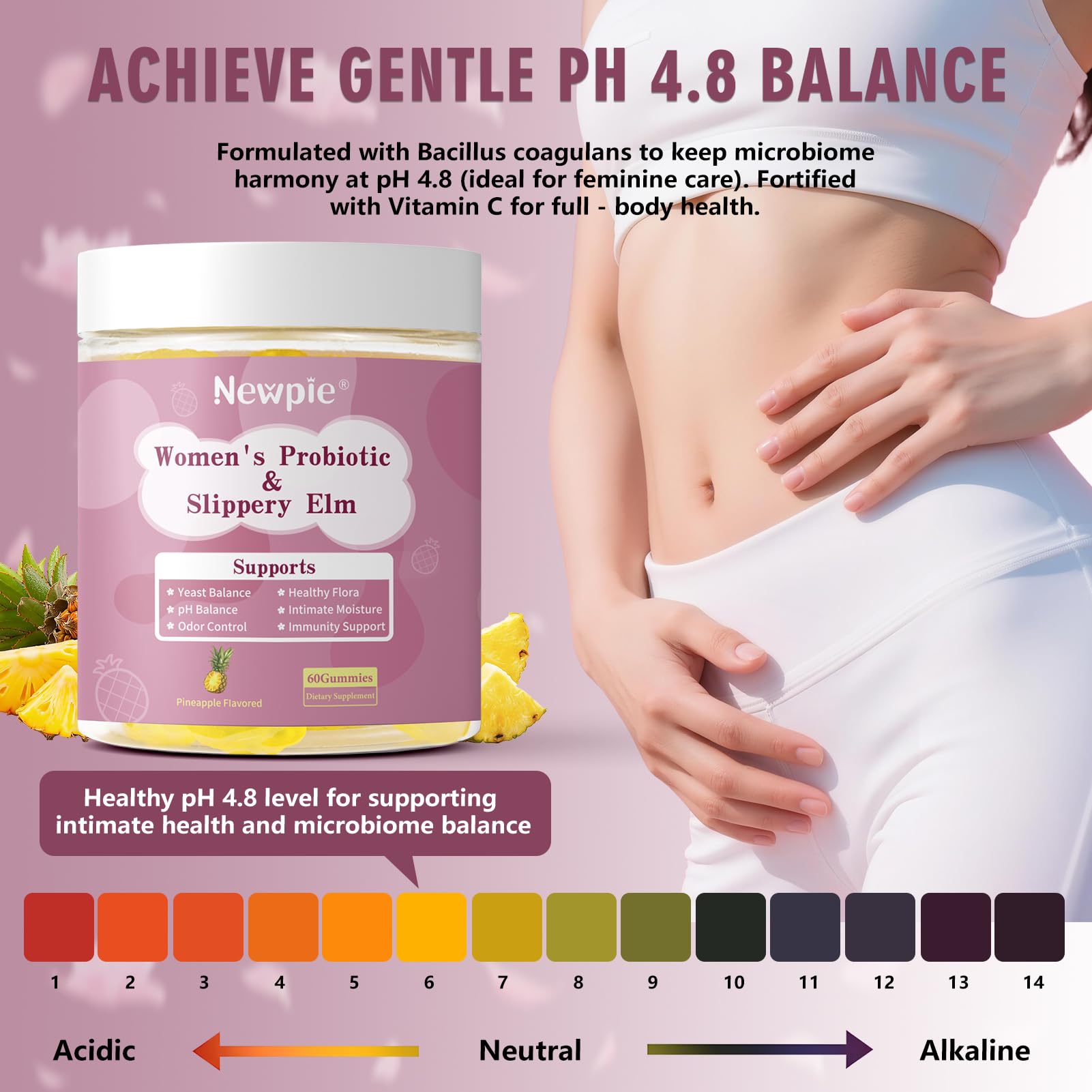 Blltzzz Her Juicy Women's Probiotic Gummies | Pineapple Flavor | Contains Slippery Elm and Probiotic Blend to Support Women's Intimate pH Balance, Gut Wellness and Overall Well-Being | 60 Gummies (2) Blltzzz Au supplements