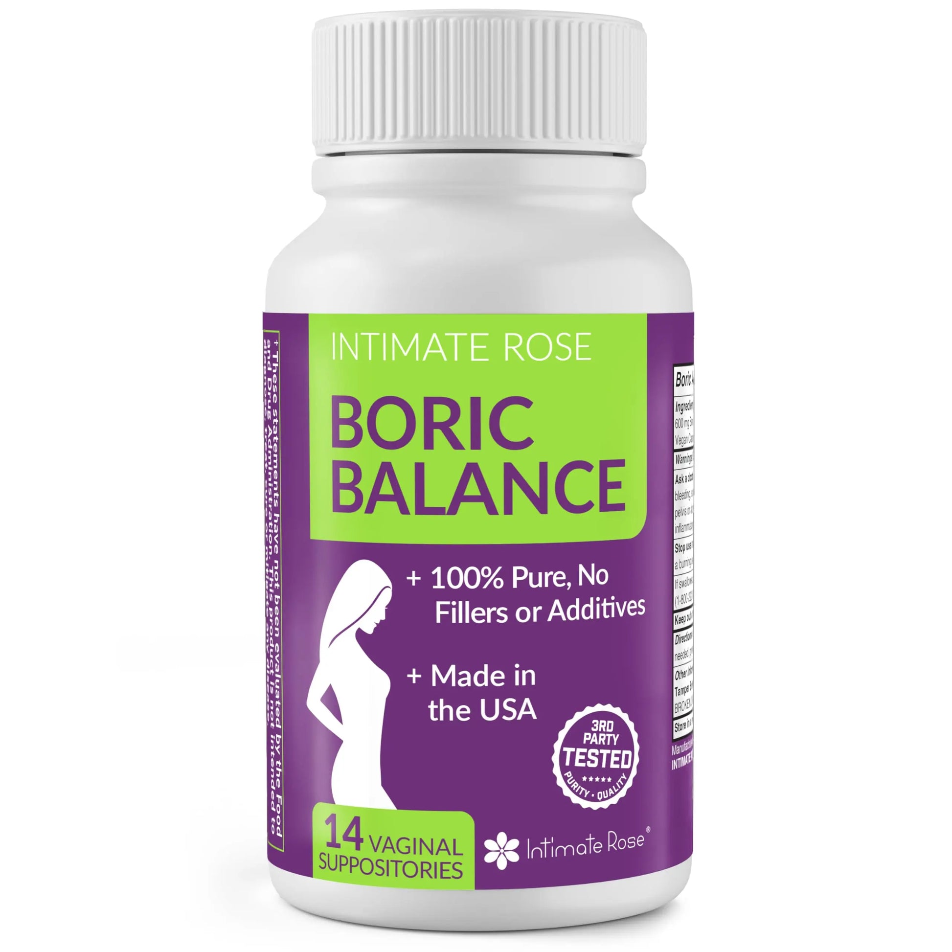 Intimate Rose Boric Acid Vaginal Suppositories, 14 Count for Feminine Deodorizing & Freshness - Vegan Capsules Intimate Rose Au supplements