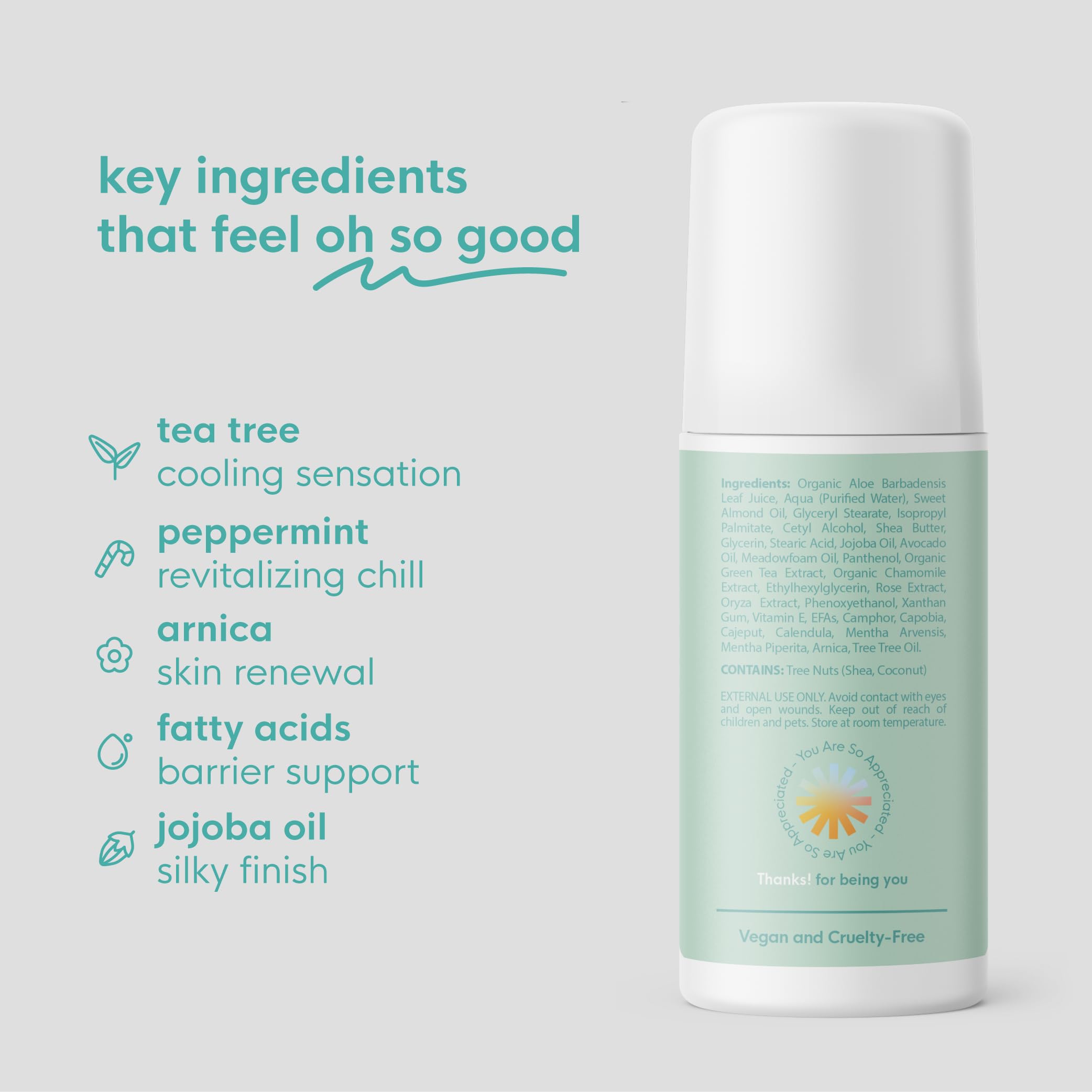 Thanks! Naturals Muscle Freeze Roll On, Tea Tree Tingle, Vegan, Cold Pressed Formula with Shea Butter, Eucalyptus & Peppermint, Use on Neck, Knees & Joints, Post Workout Essential, 3 FL OZ Thanks! Naturals Au supplements