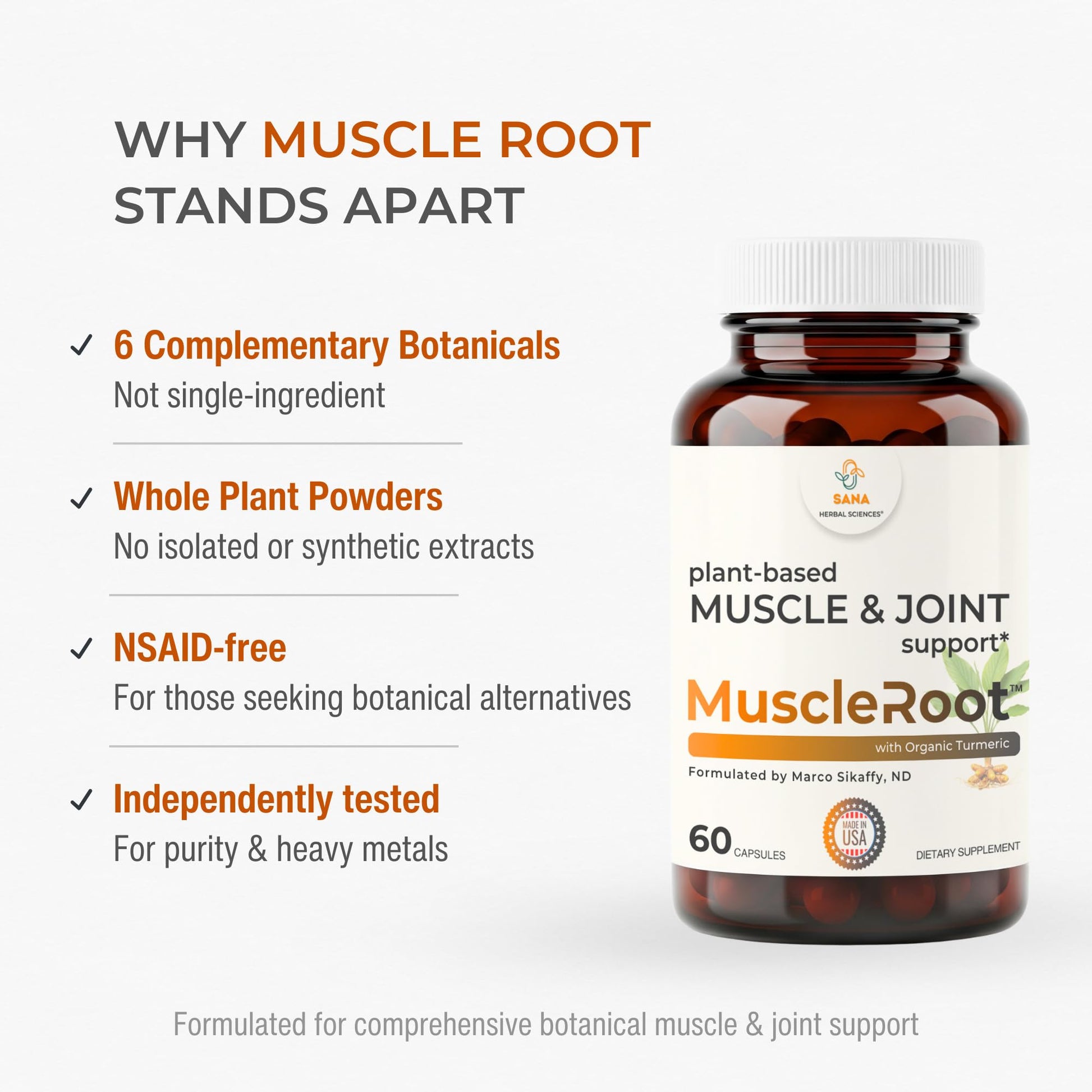 Muscle & Joint Support Supplement – Botanical Formula for Healthy Inflammatory Response | 6 Research-Backed Botanicals | Organic Turmeric | 60 Capsules | Sana Herbal Sana Herbal Sciences Au supplements