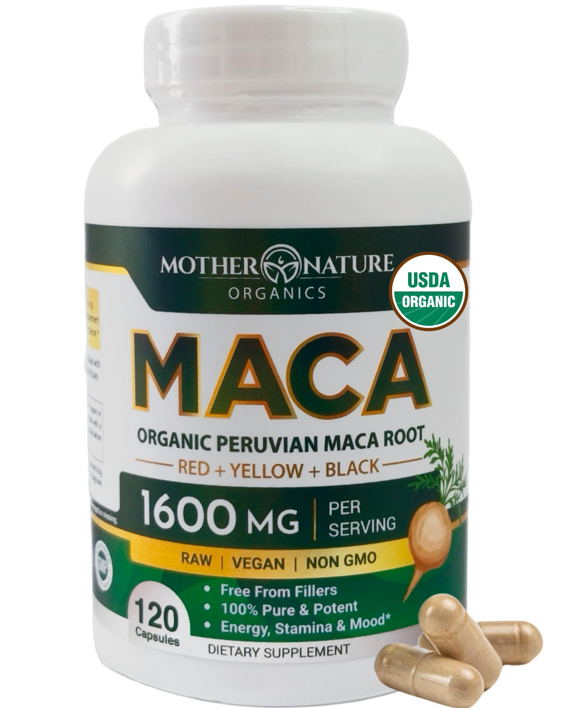 Powerful Maca Blend for Men – Black, Red & Yellow Maca Capsules | Supports Energy, Stamina & Endurance | Promotes Hormonal Balance & Vitality Mother Nature Organics Superfoods for Organic Living Au supplements