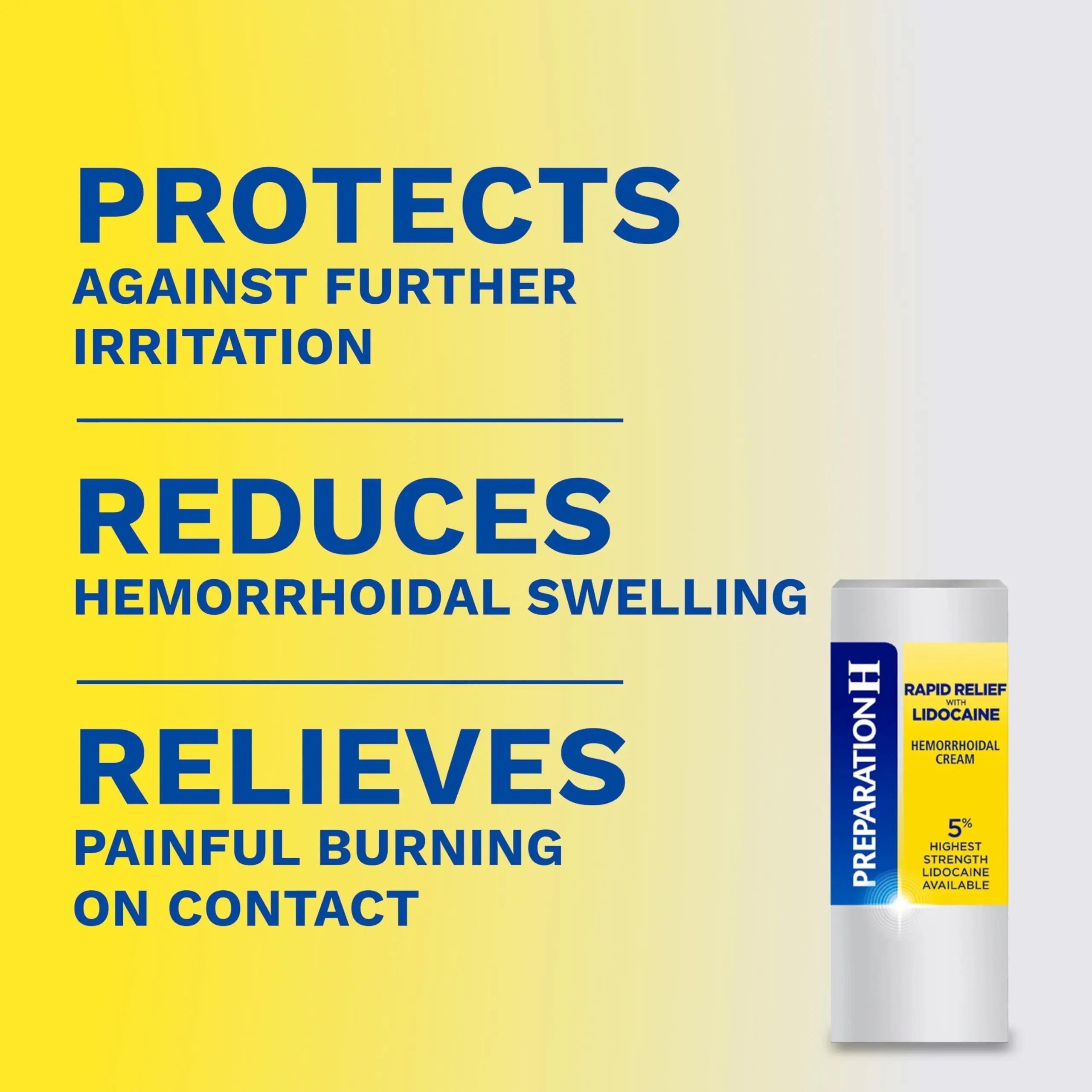 Preparation H Rapid Relief Hemorrhoid Cream with Lidocaine, Numbing Relief for Swelling, Pain, Burning and Itching - 0.75 Oz Tube Preparation H Au supplements