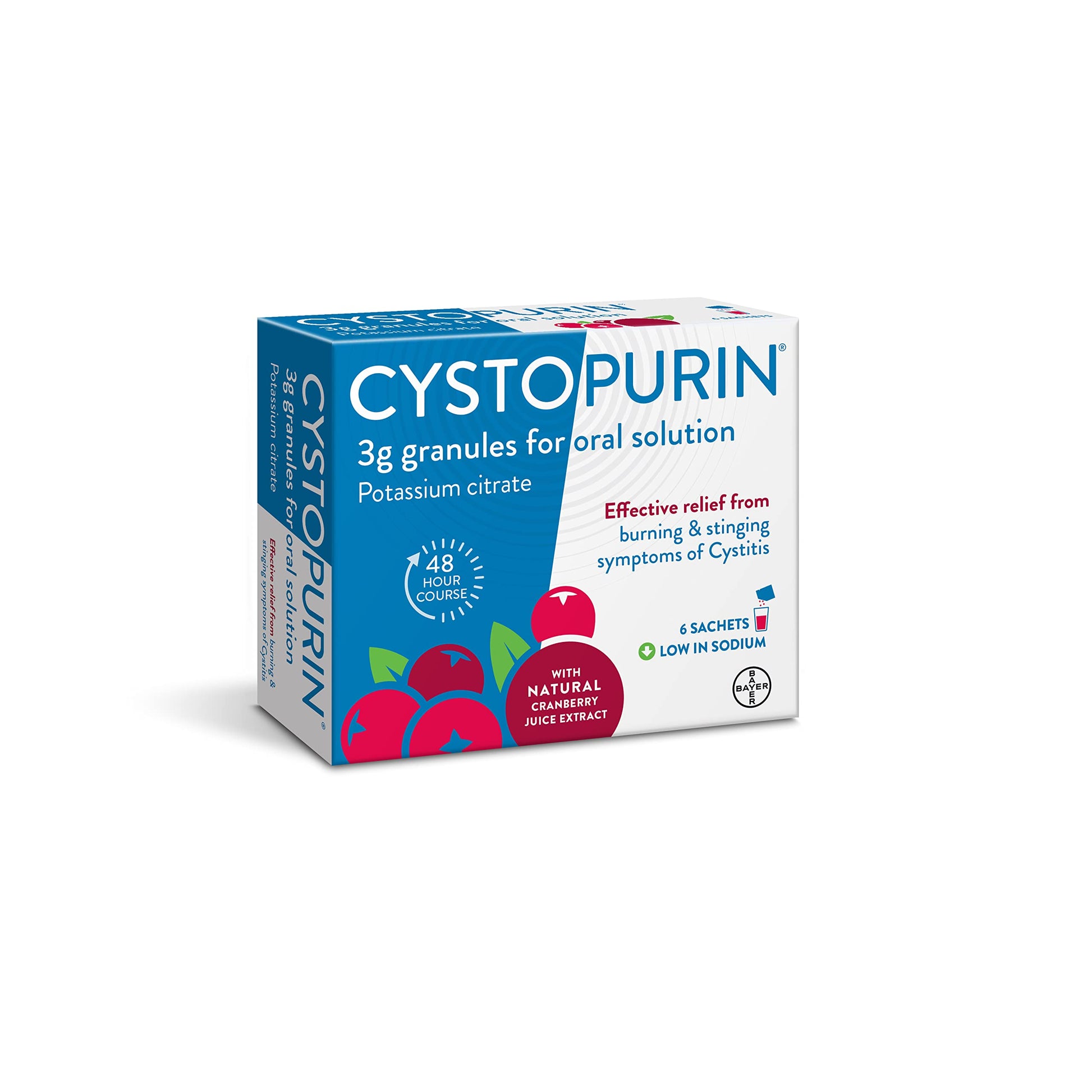 Cystopurin Cystitis Relief, Cranberry Flavour and Low in Sodium, 6 Sachets Cystopurin Au supplements