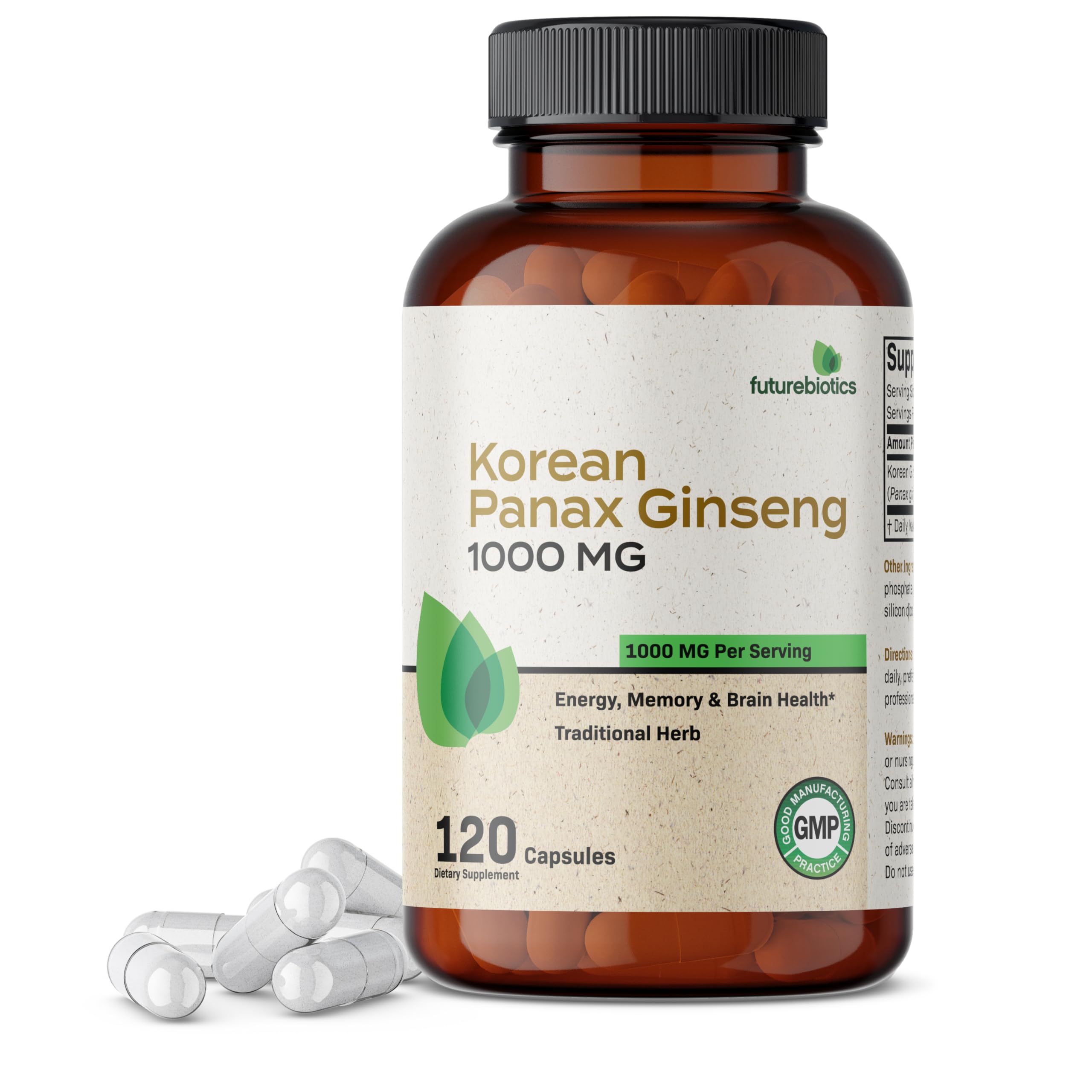Futurebiotics Korean Panax Ginseng 1000 MG Per Serving Energy, Memory & Brain Health Futurebiotics Au supplements