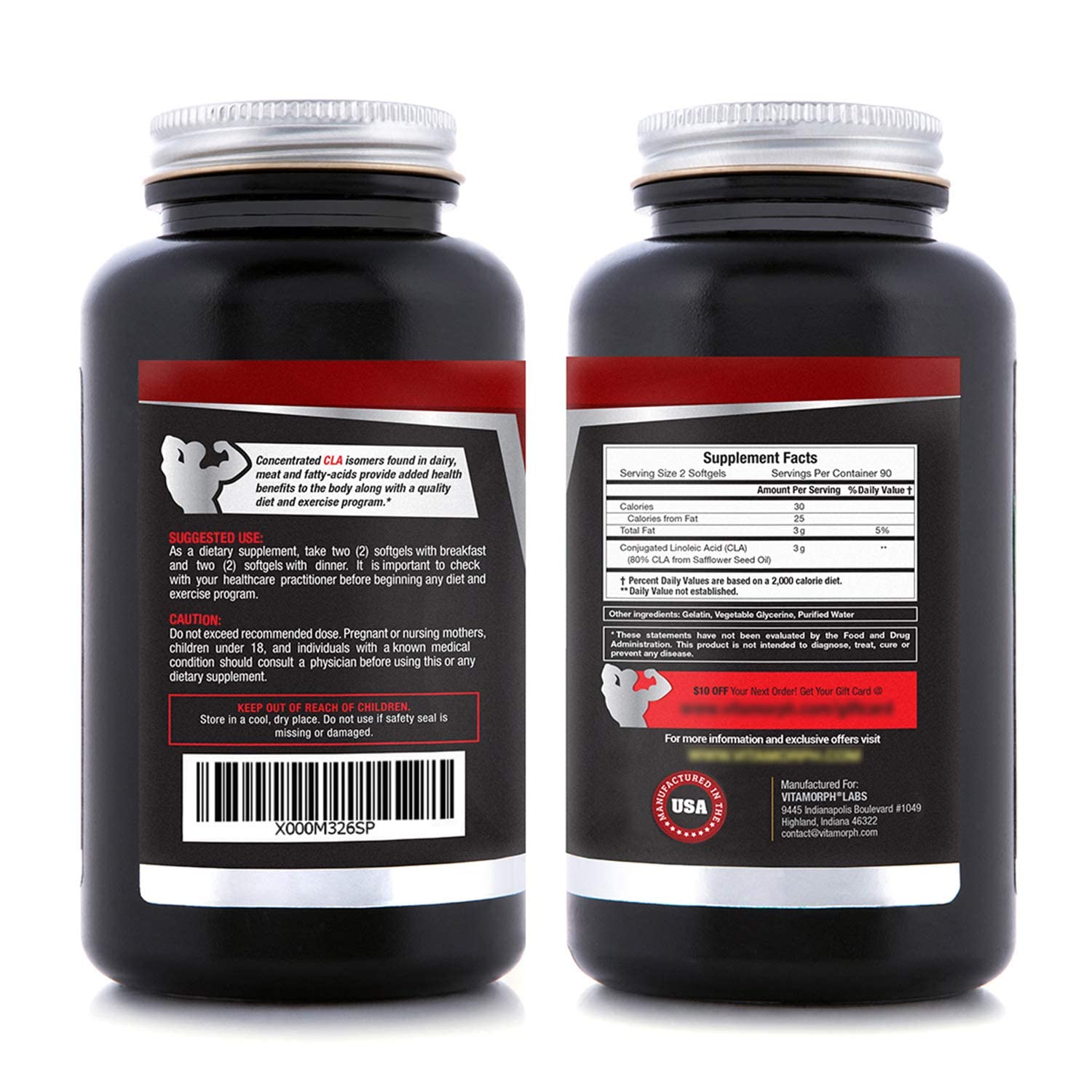 Vitamorph Labs CLA 3000 - CLA Safflower Oil for Metabolism and Weight Loss Management