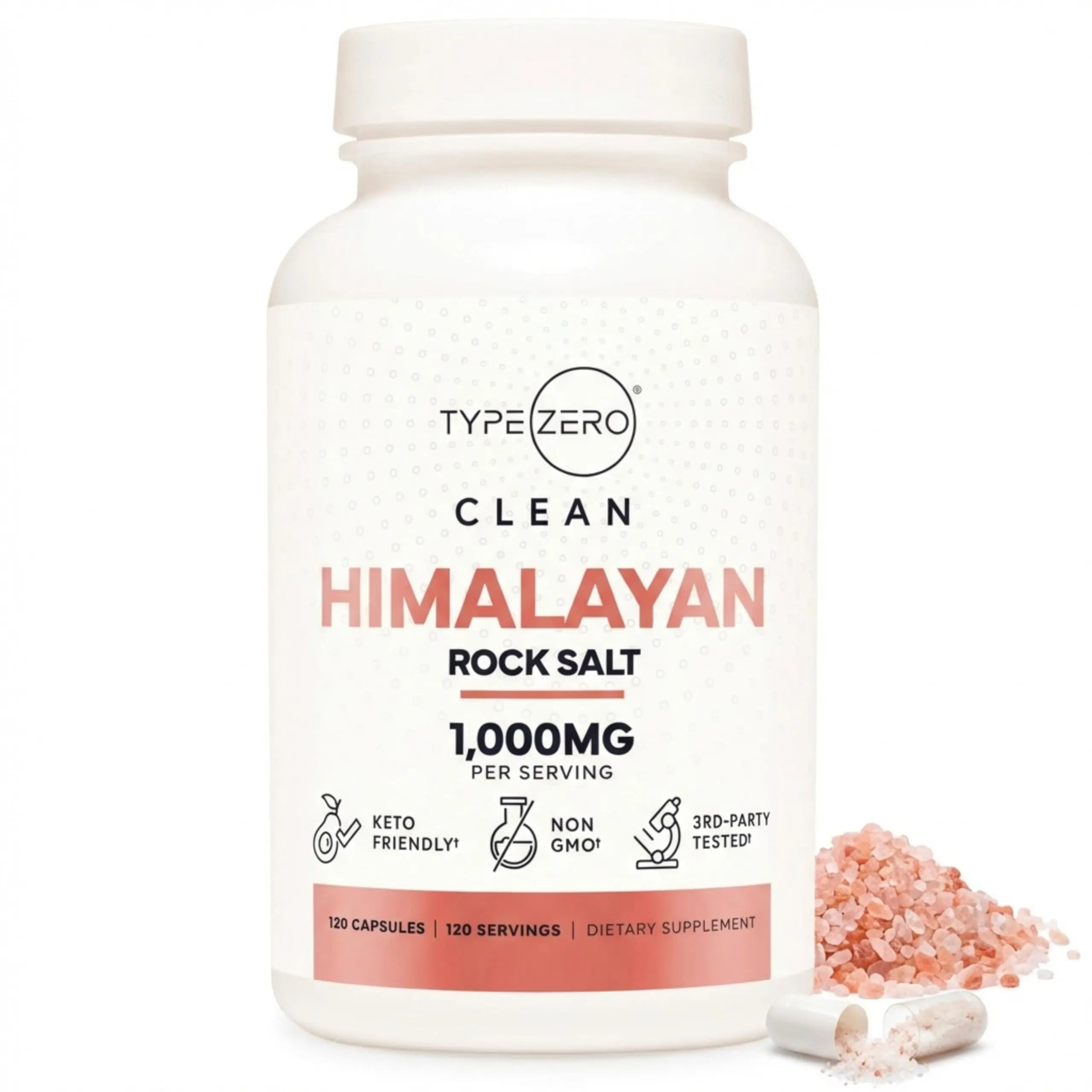 Type Zero Himalayan Rock Salt Capsules (120 Capsules) (1000mg per Serving) Type Zero Au supplements