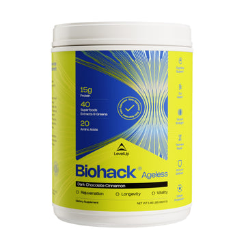 LevelUp Biohack Ageless: Colostrum Collagen Superfoods Antioxidants Spermidine Amino Acids Creatine for Women and Men, Total Body Rejuvenation (Dark Chocolate Cinnamon) LevelUp Au supplements