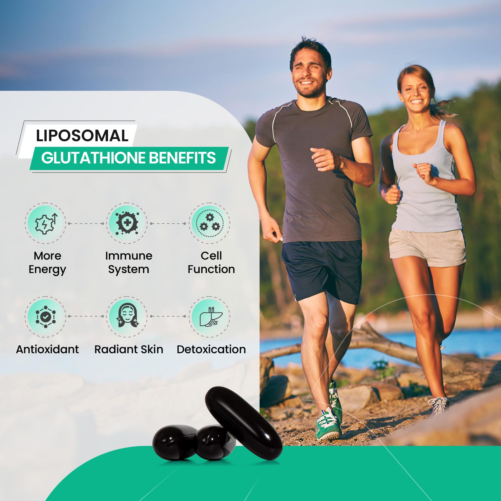 inGreens 2800 MG Liposomal Glutathione Supplement, Detoxifying & Immune, Aging Defense, Energy, Glutathione Unique Formulation Reduced inGreens Au supplements