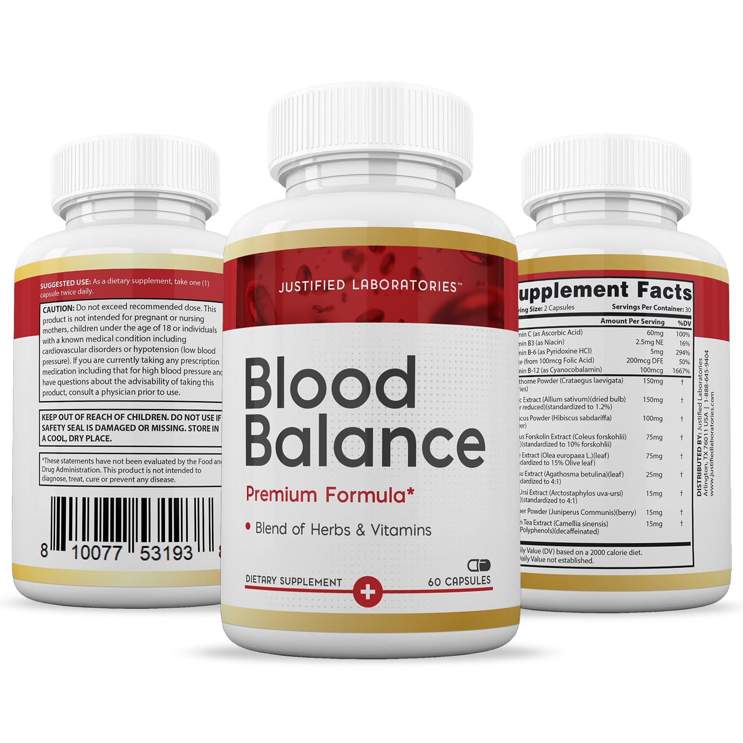 (2 Pack) Blood Balance Advanced Formula 688MG Supplement Pills 120 Capsules Justified Laboratories Au supplements