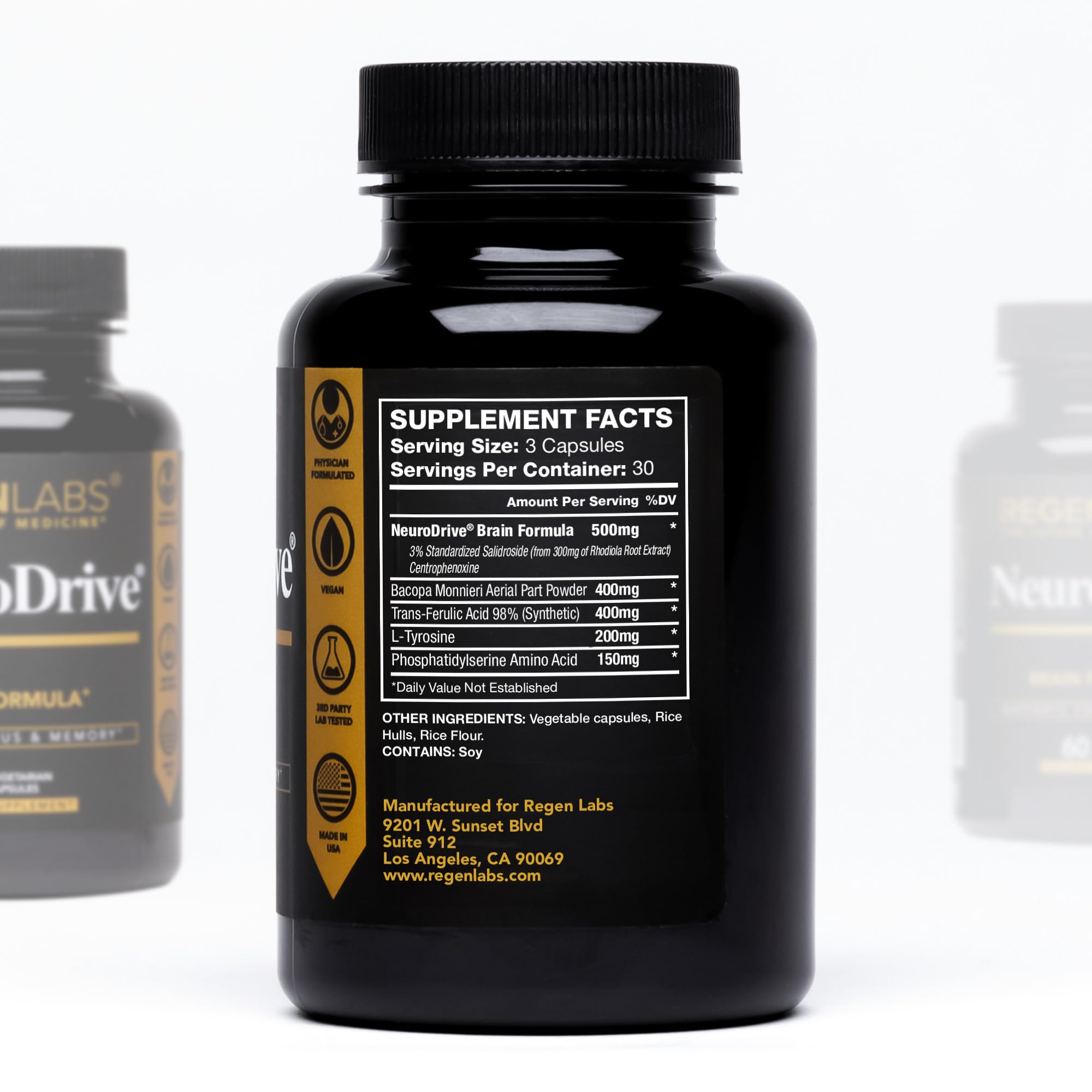 Regen Labs NeuroDrive Memory & Focus Supplement - Boost Brain Focus, Mental Health & Brain Fog | Natural Doctor Approved - Brain Nootropic, Phosphatidylserine, Centrophenoxine, Bacopa - 90 Capsules Regen Labs Au supplements