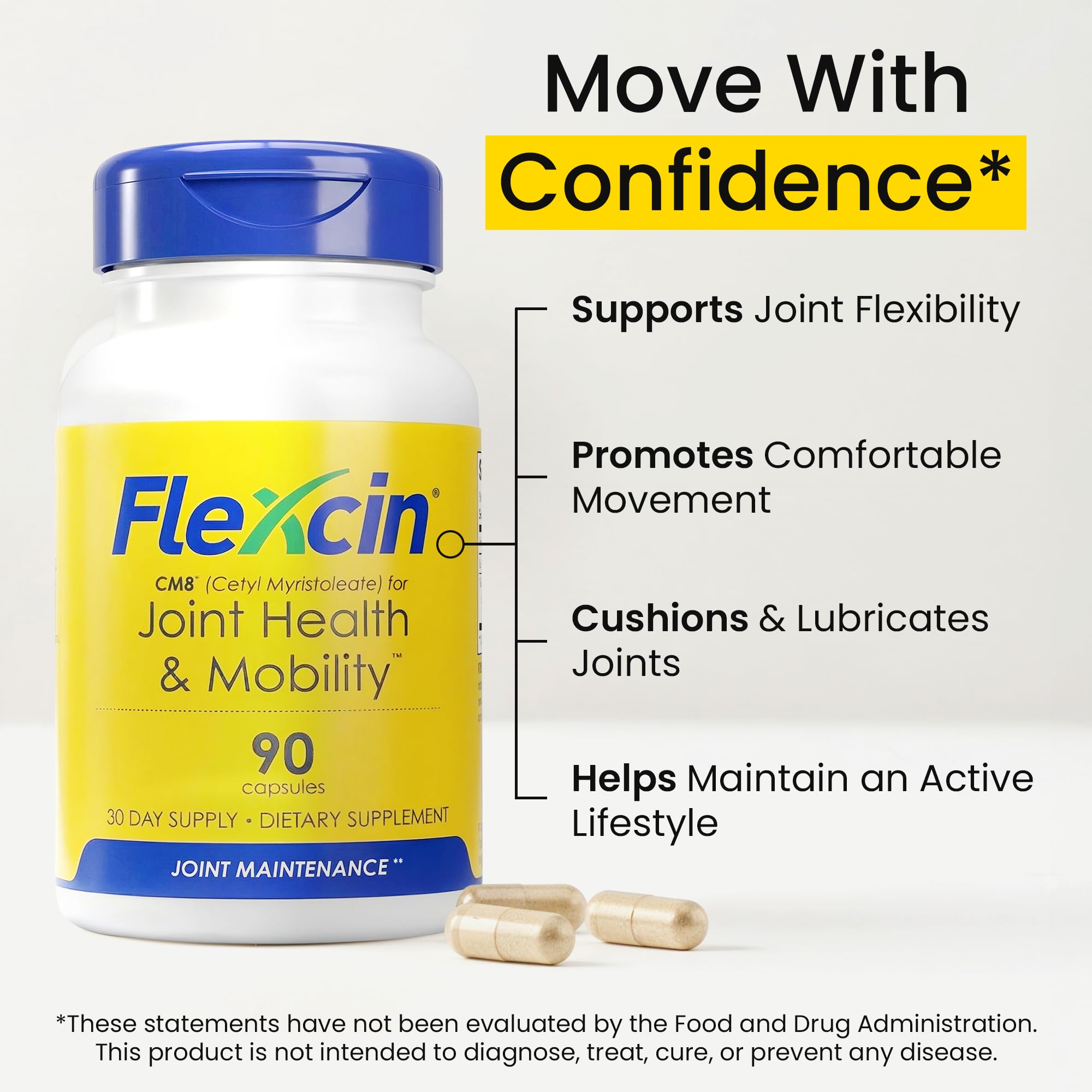 Flexcin Joint Health & Mobility Formula with CM8 (Cetyl Myristoleate) - Joint Supplements for Men and Women with Glucosamine, MSM, Collagen Type II - 90 Capsules Flexcin Au supplements