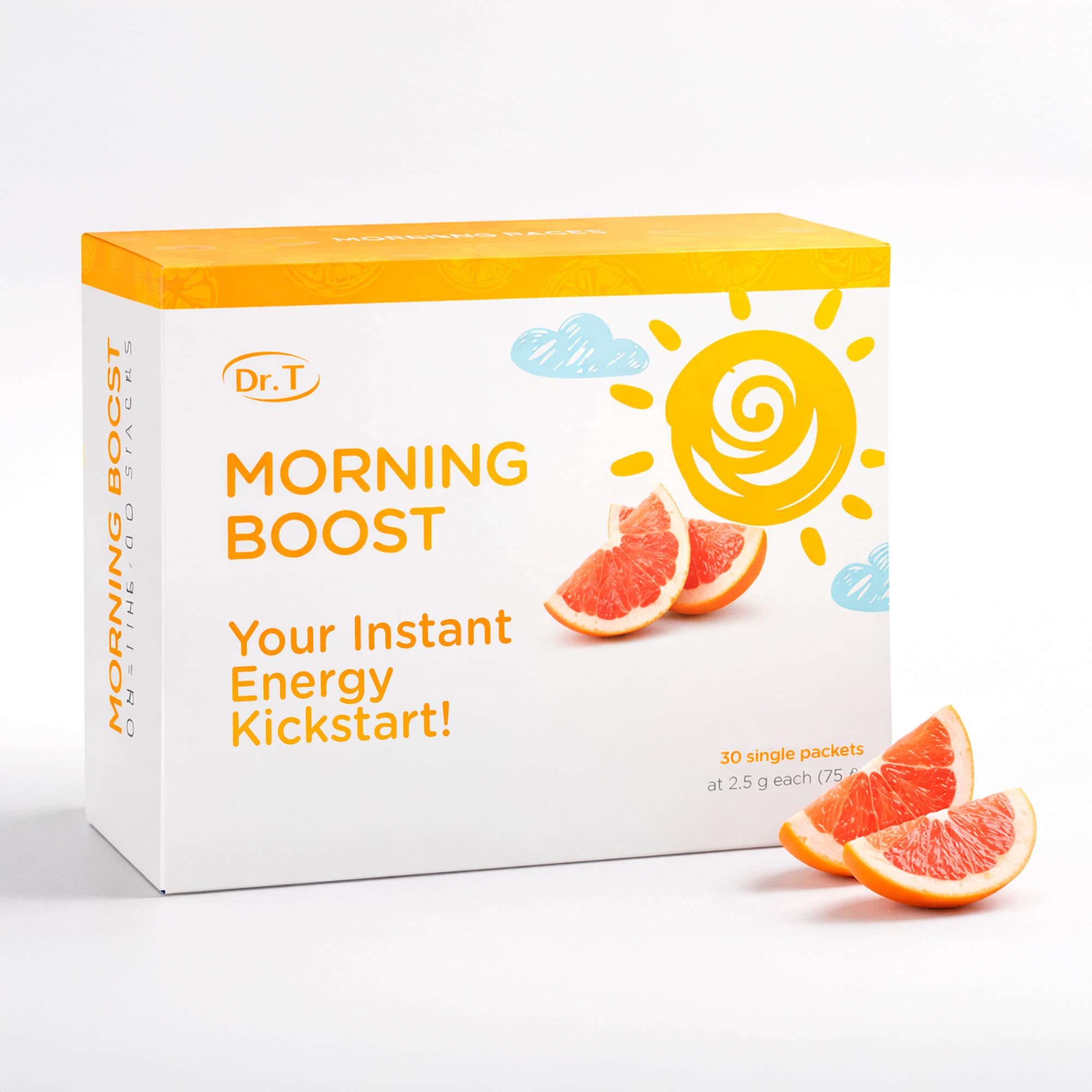 Dr. T On-the-go Packs – Morning Boost Formula – No Water Needed, Direct-to-Mouth – with Vitamins C, B6, B12 & Camu-Camu Extract – Supports Focus, Energy & Well-Being – Grapefruit, 30 Packs Dr. T Au supplements