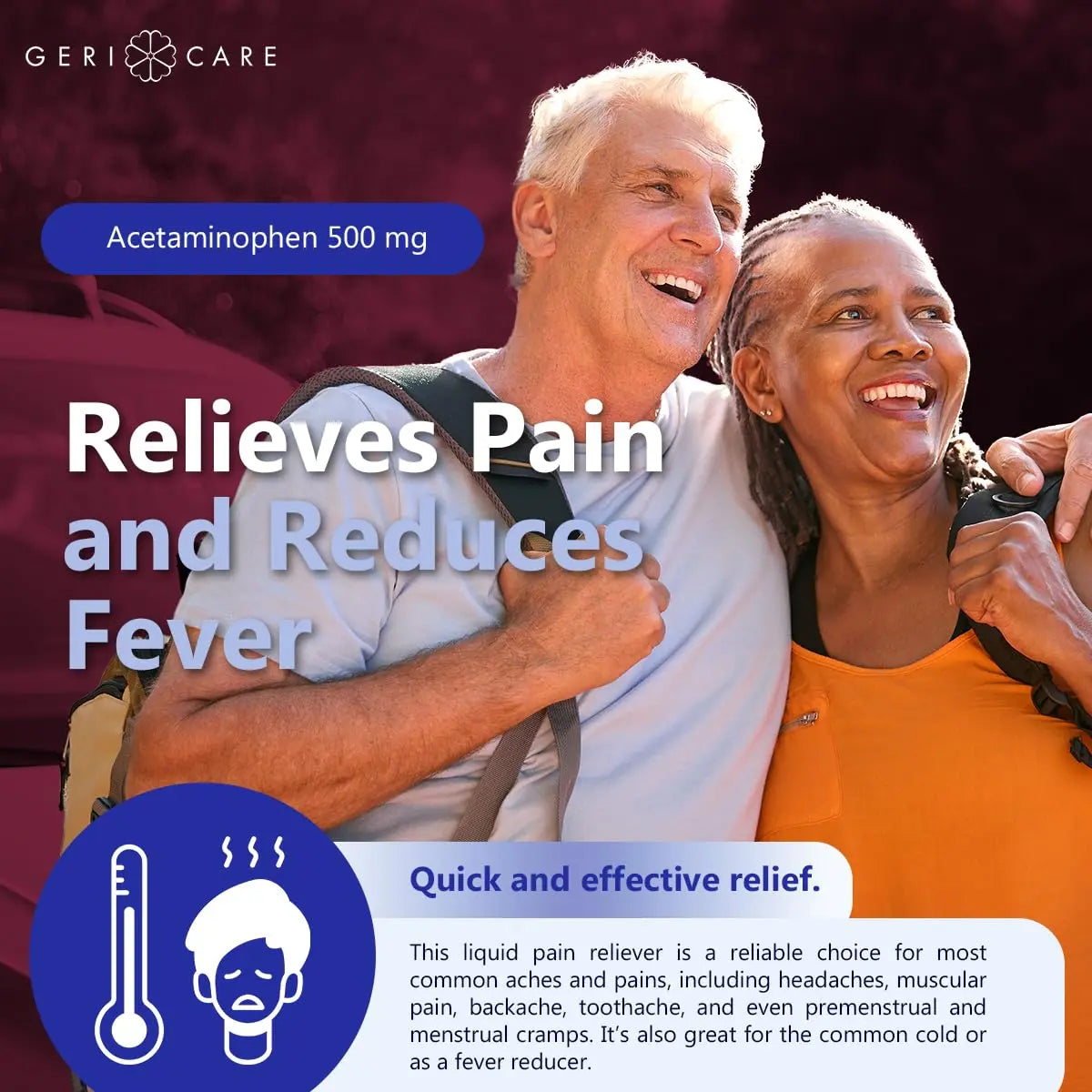 GeriCare Extra Strength Acetaminophen 500 mg Adult Liquid Pain Relief, Fever Reducer, 8 FL OZ (Pack of 1) GeriCare Au supplements
