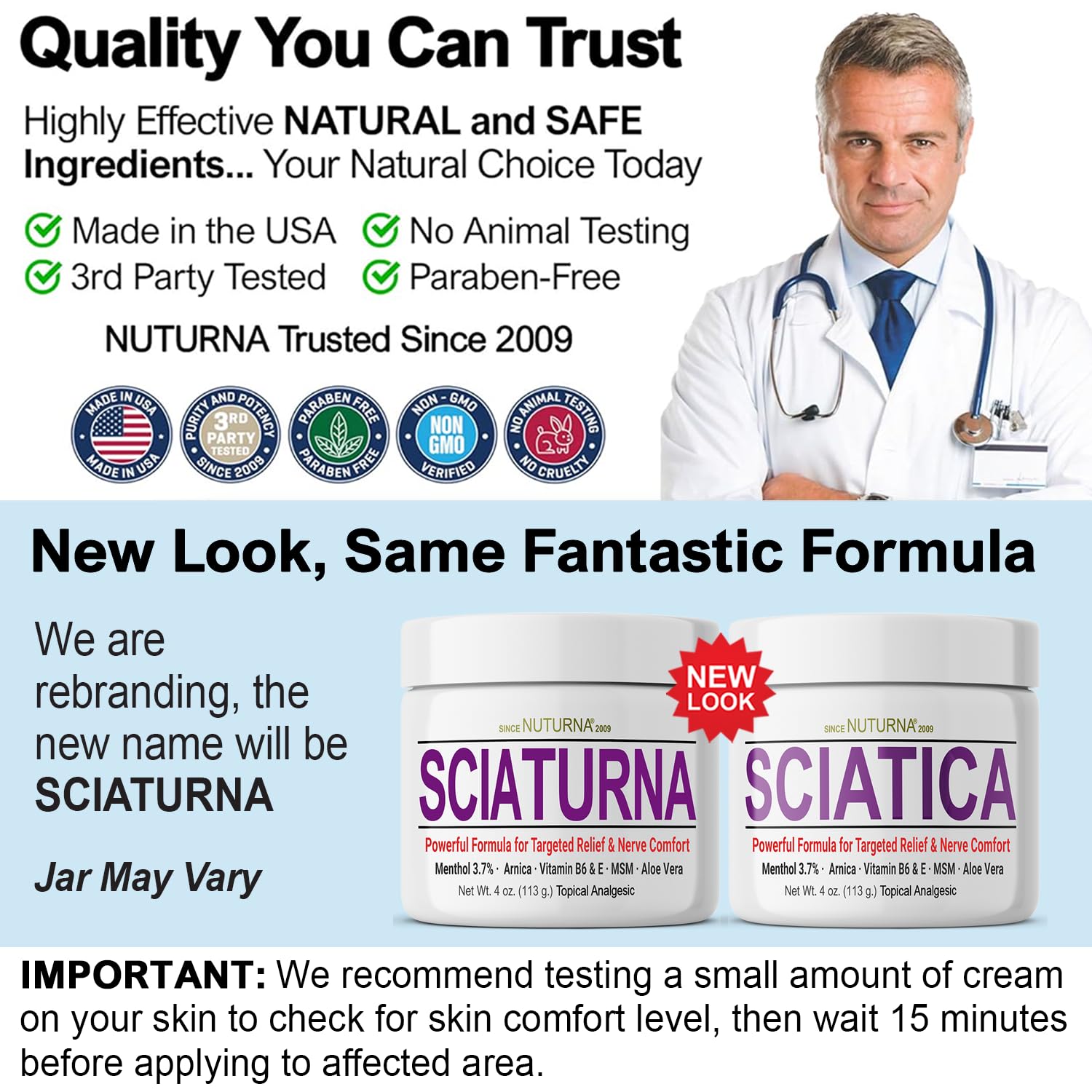 Sciatica Nerve Cream - Maximum Strength Comfort Cream for Feet, Hands, Legs, Toes, Back - Natural Ultra Strength Arnica, MSM, Menthol, Soothing Comfort, Large 4 Oz Nuturna Au supplements