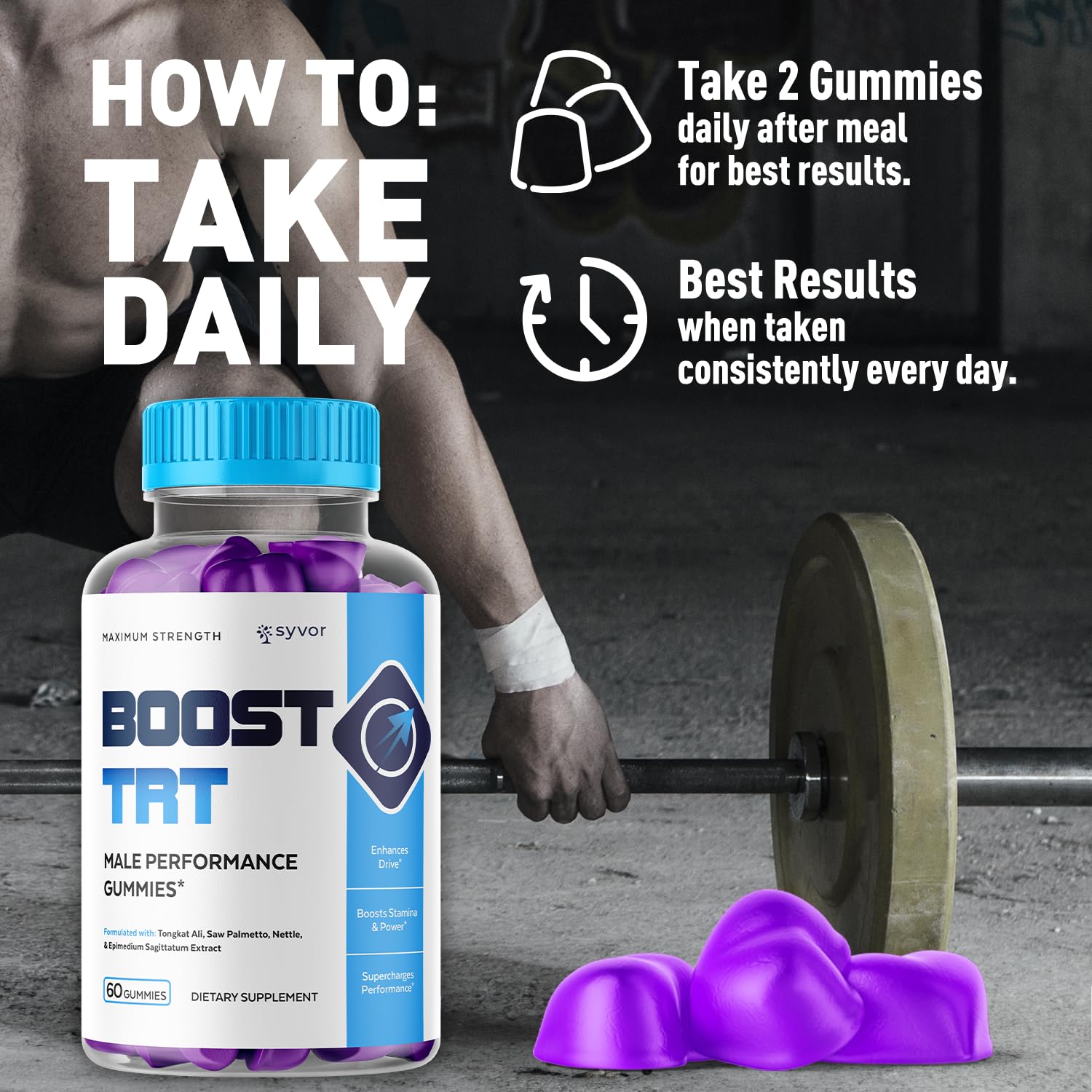 (3 Pack) Boost TRT Gummies for Men, Official Boost TRT Male Performance Gummys with Natural Ingredients, Advanced BoostTRT Men's Gummy Supplement with Maximum Strength Premium Vitamins (180 Gummies) Syvor Au supplements