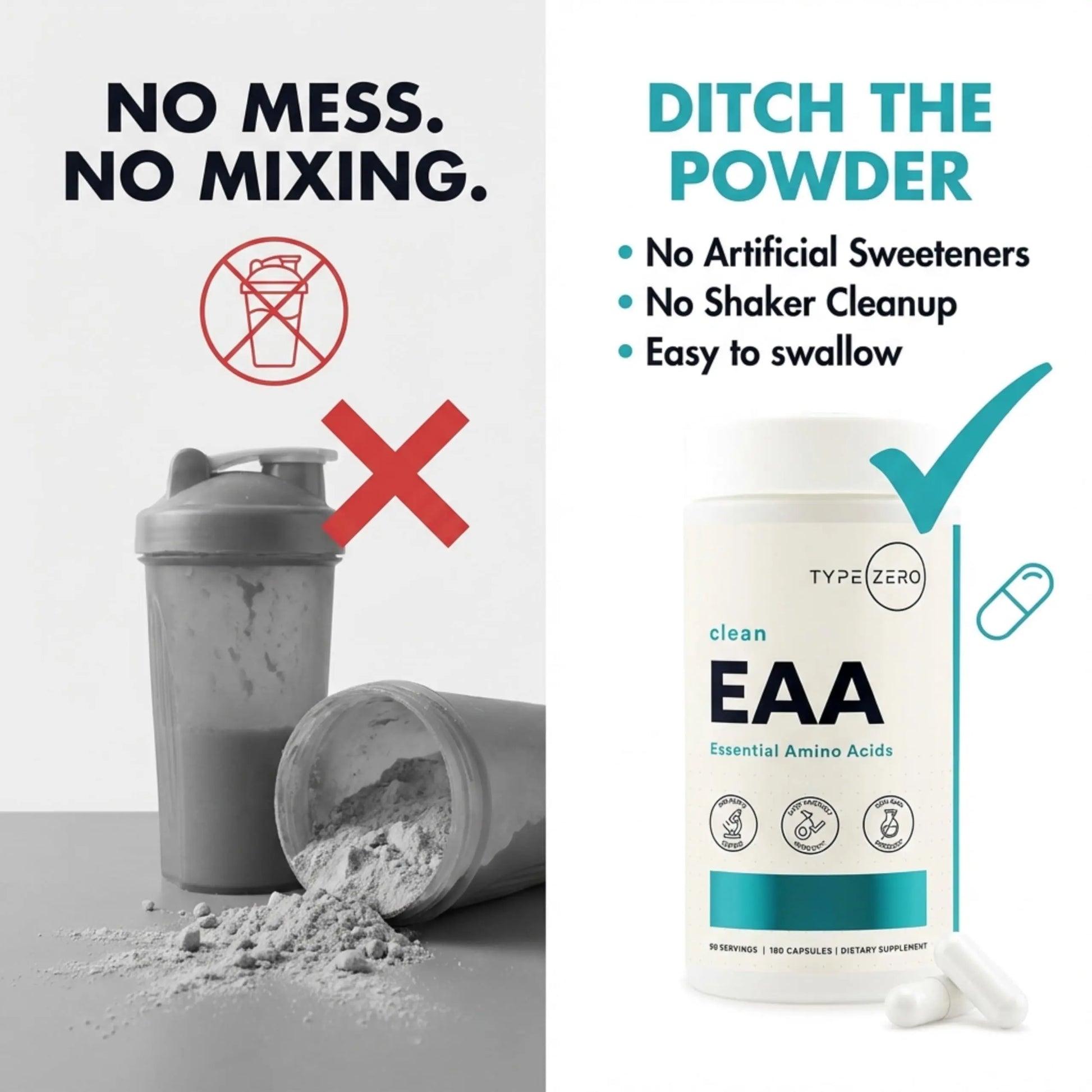 Type Zero Clean EAA Capsules (1,200mg per Serving), Essential Amino Acids Supplement with 9 EAAs, 180 Capsules, 90 Servings Type Zero Au supplements