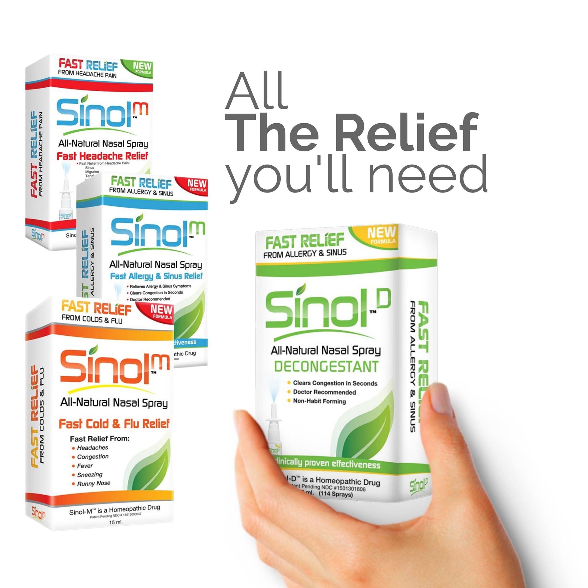 Sinol Headache Relief Spray, Over-The-Counter Medication Nose Spray for Migraine Cluster Tension, Sinus Relief & Nasal Decongestants, 15 ml Sinol Au supplements