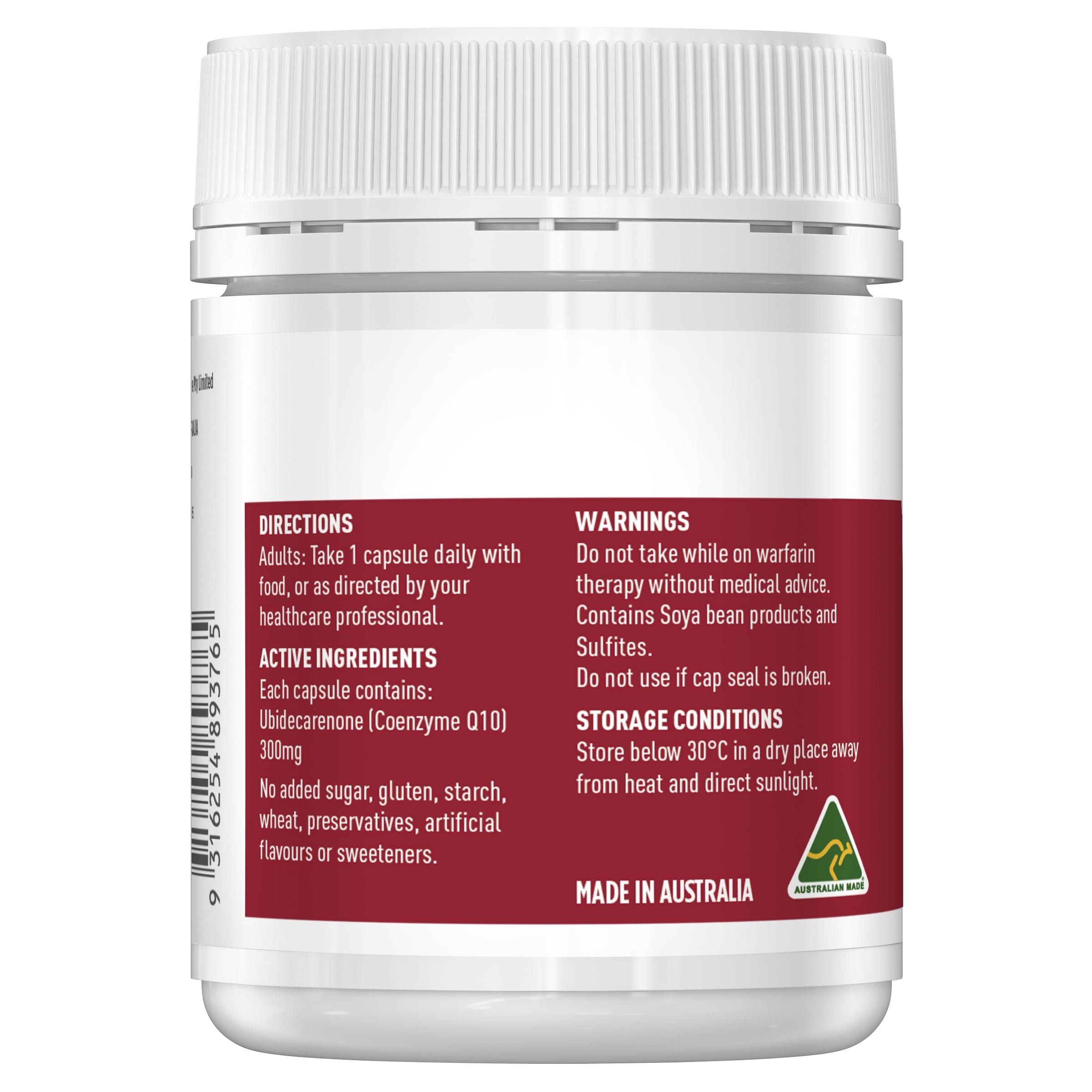 Healthy Care Ultra Strength 300mg Co Enzyme Q10 Capsules, Red, 60 Count | Supports